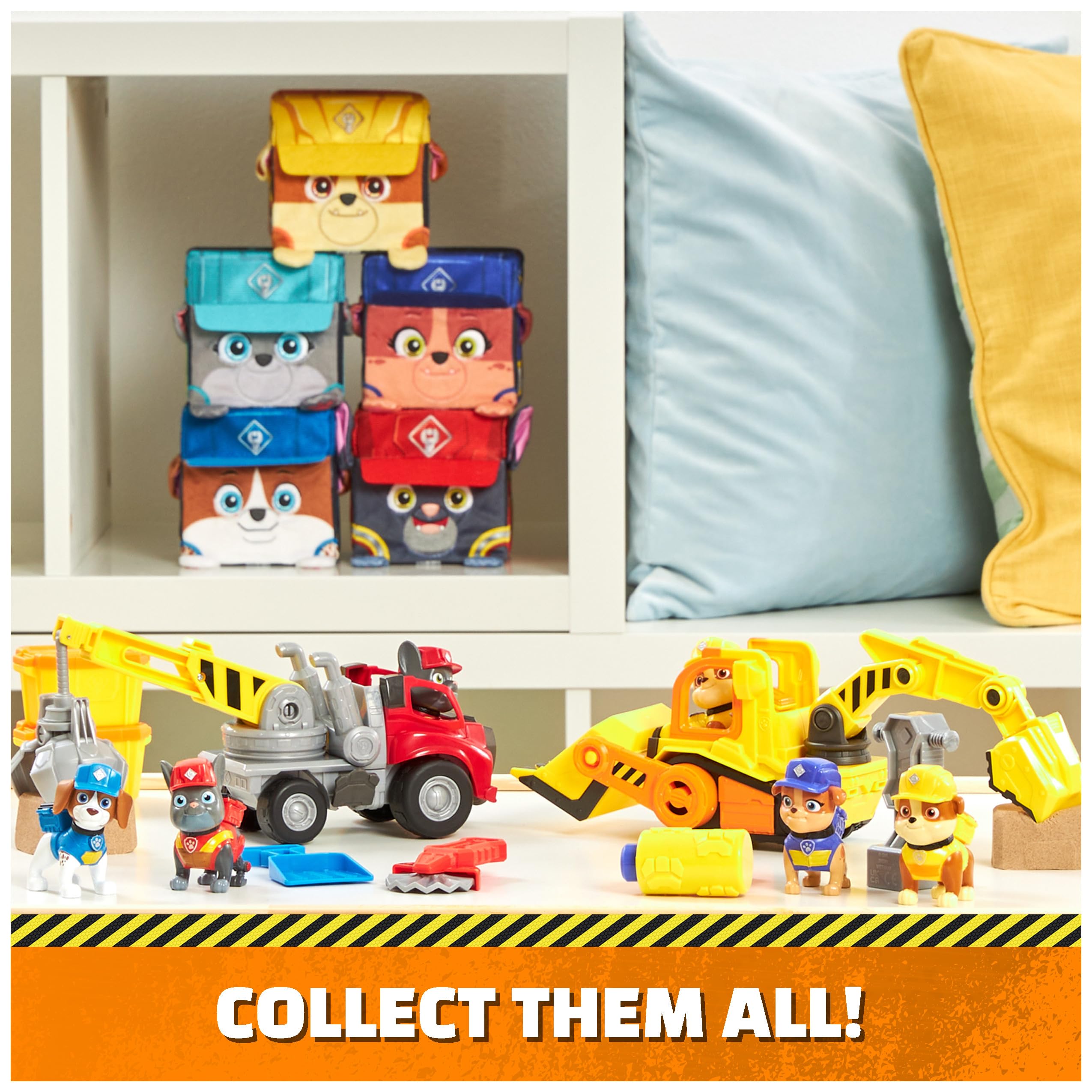 Rubble & Crew Kids Construction Tool Belt Set - 6-Piece Pretend Play Costume with Toy Tools for Ages 3+ | STEM Learning & Role Play Dress-Up for Toddlers