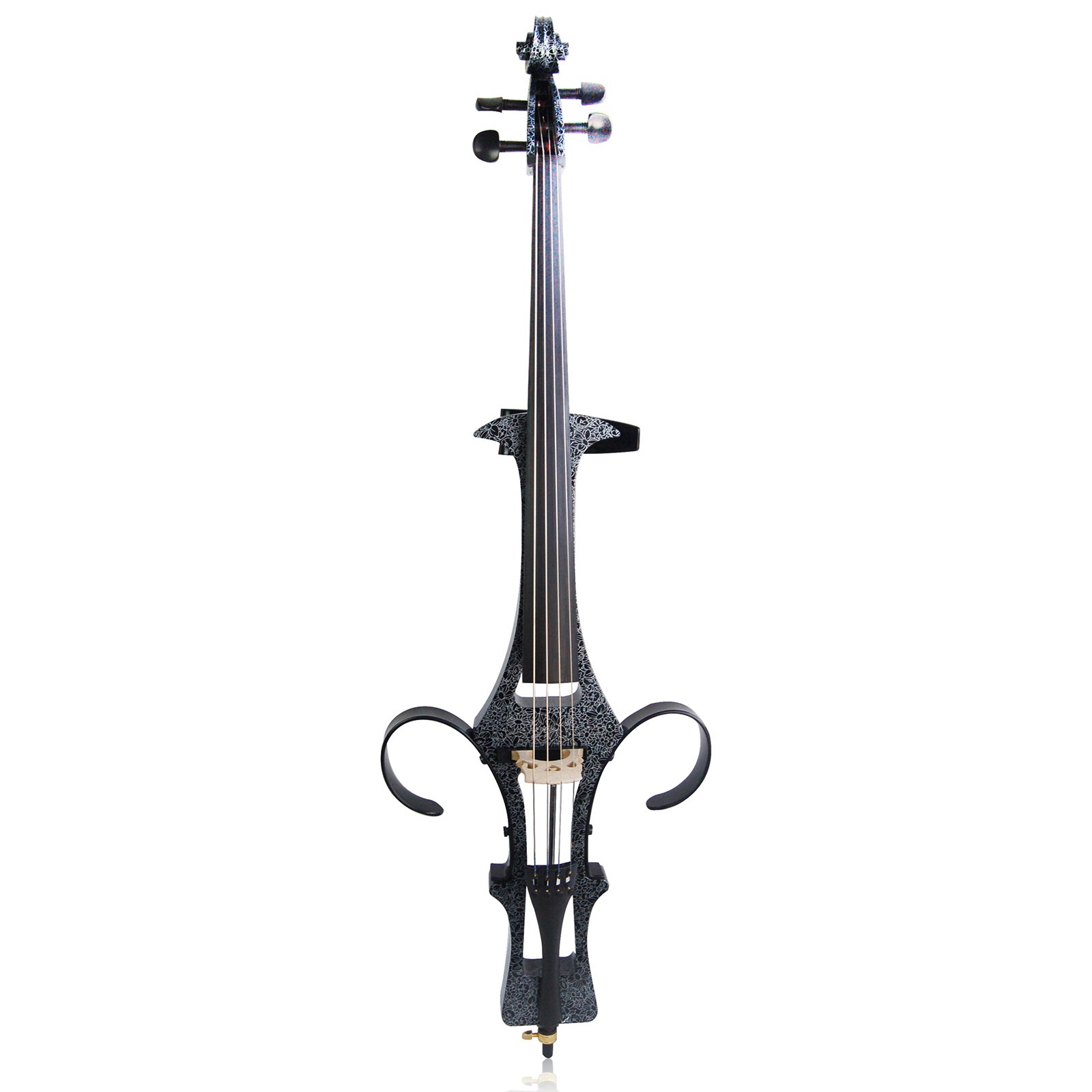 Professional Handmade Solid Wood Electric Cello 4/4 Full Size - Silent Electric Cello with Bow, Case & Bridge Strings (Model 1306) | Perfect for Home Practice, Studio Recording & Live Performances