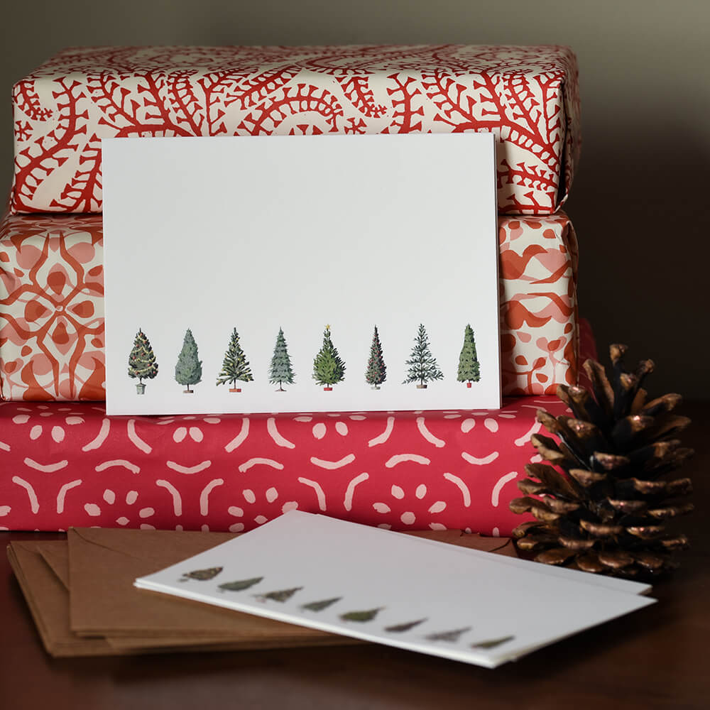 Elegant Christmas Tree Note Cards - Pack of 12 Blank Greeting Cards for Holiday Wishes, Thank You Notes & Seasonal Correspondence
