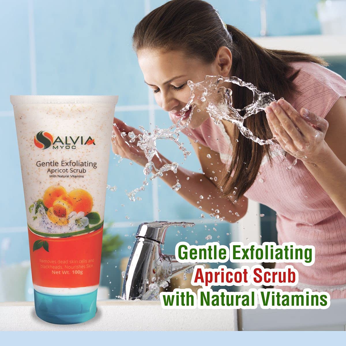 MYOC Gentle Exfoliating & Deep Cleansing Apricot Scrub - Skin Firming & Hydrating Face Wash for All Skin Types | Naturally Removes Blackheads, Whiteheads & Dead Skin Cells | No Harsh Chemicals - 100g | Perfect for Daily Skincare Routine & Acne Treatment