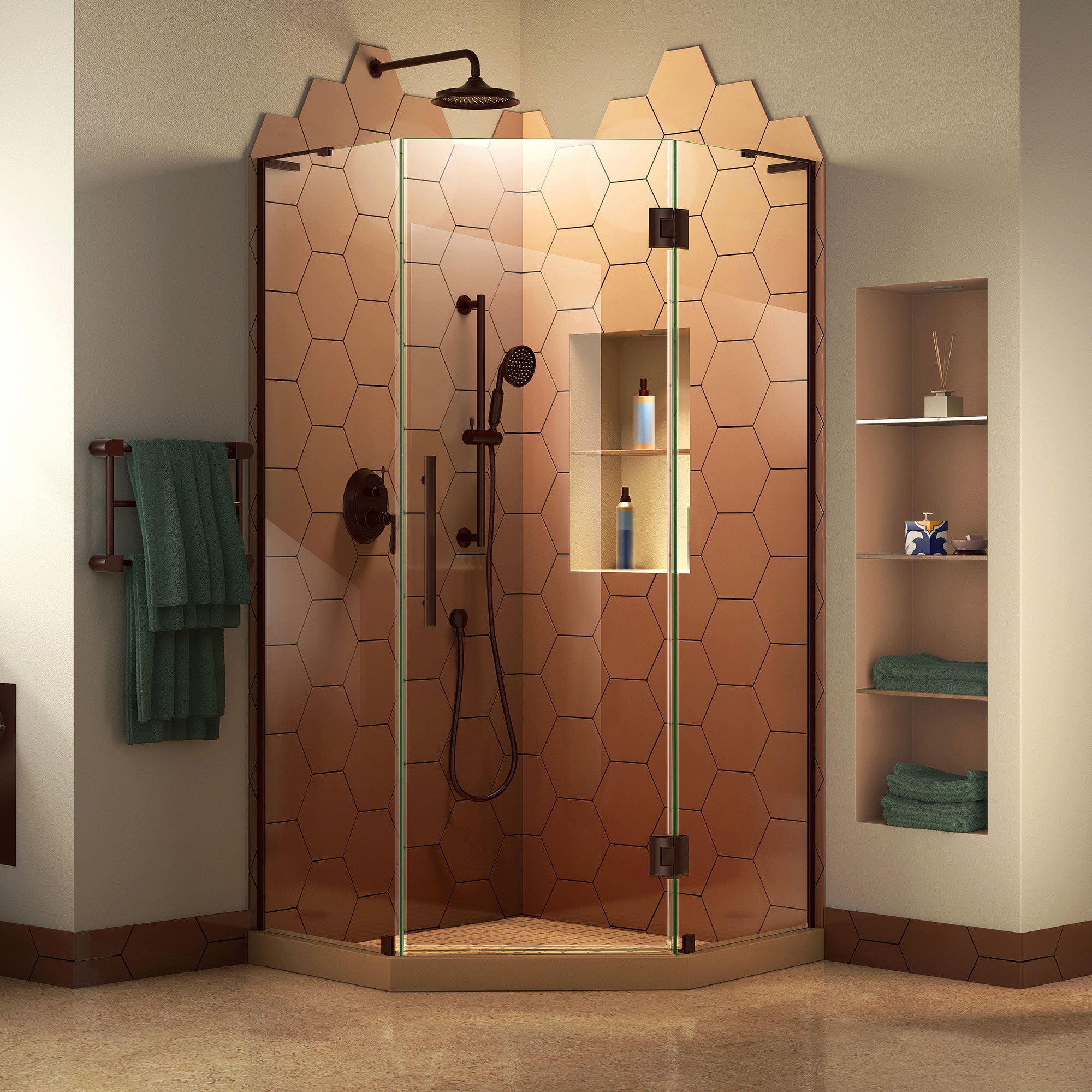 DreamLine Prism Plus 40x40x72 Inch Frameless Hinged Shower Door Enclosure - Perfect for Modern Bathroom Renovations & Spa-Like Showers
