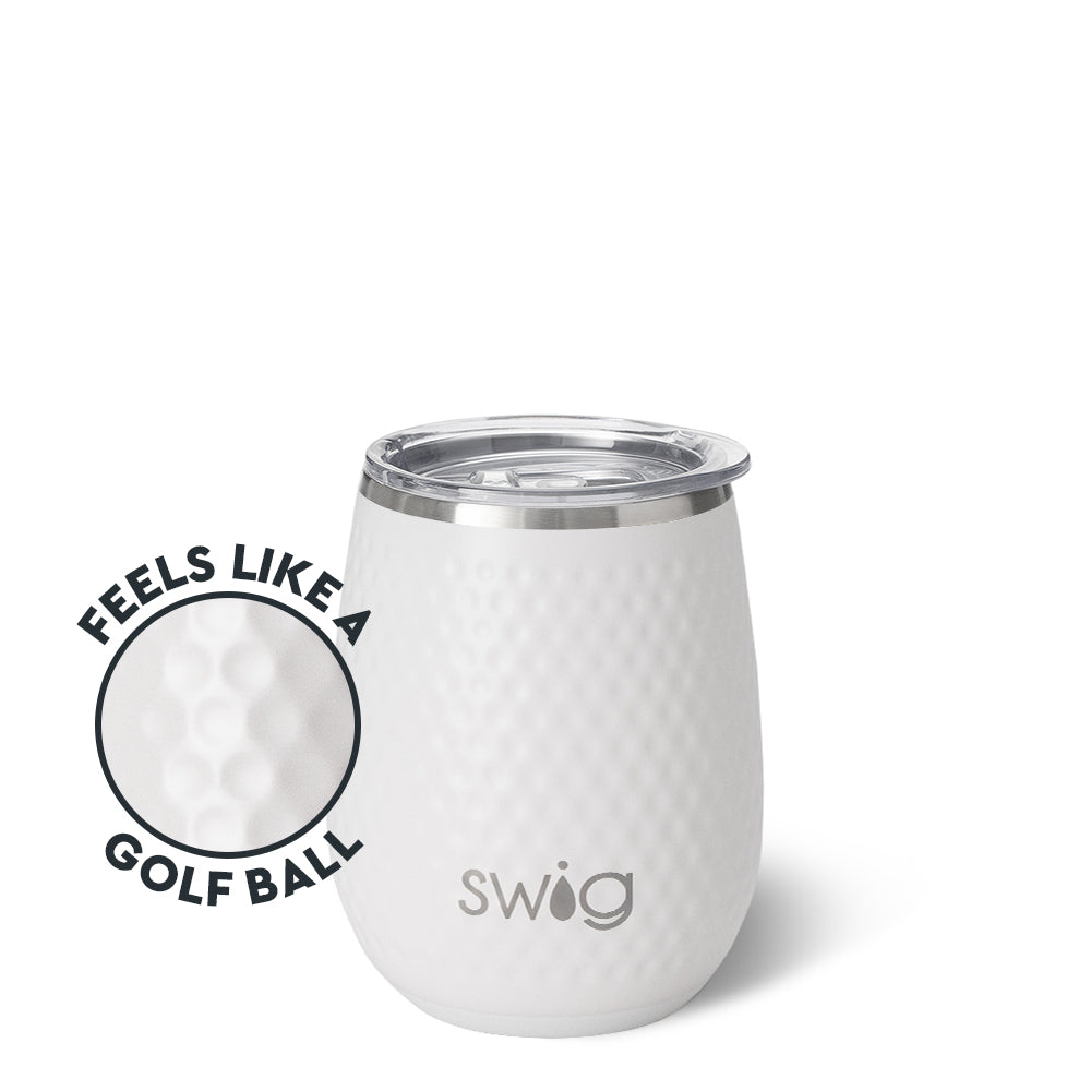 Stemless Wine Glass with Golf Ball Design - 14oz for Golf Lovers - Perfect for Golf Parties, Home Bar & Gifts