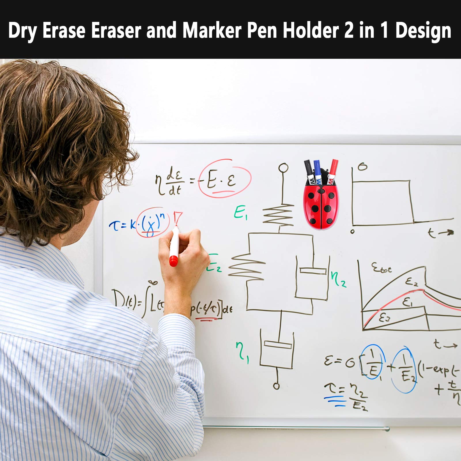 Ubrand Magnetic Whiteboard Eraser - 2-in-1 Dry Erase Eraser & Marker Holder for Whiteboard, Refrigerator - Perfect for Classroom, Home & Office (Red) | Ideal for Teachers, Students & Professionals