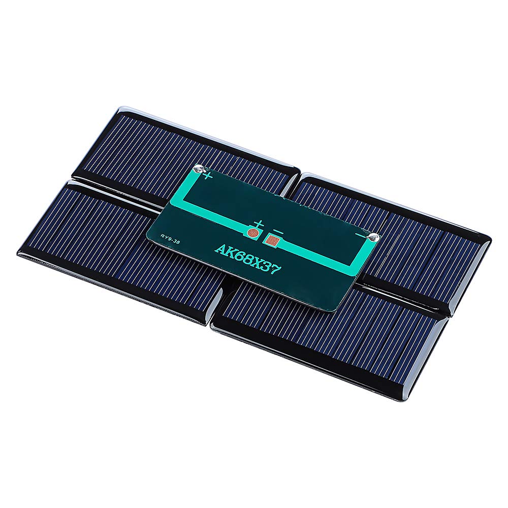 10Pcs 5V 60mA Epoxy Solar Panels - Polycrystalline Solar Cells for DIY Solar Battery Charger & Solar System Kits (68x37mm/2.67
