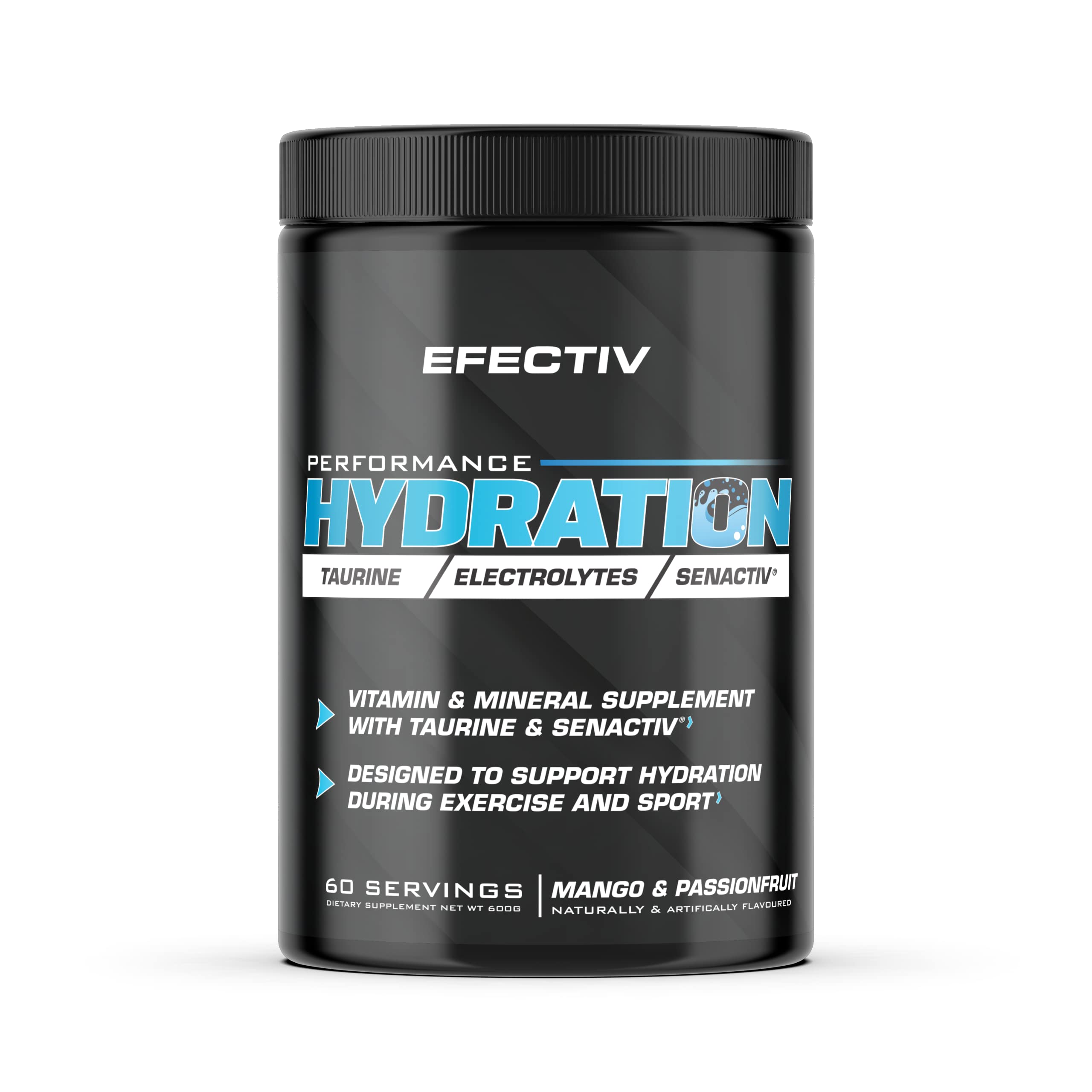 Efectiv Nutrition Performance Hydration Powder 600g - Mango Passionfruit Flavor | Electrolyte Drink Mix for Athletes, Workout Recovery & Outdoor Activities