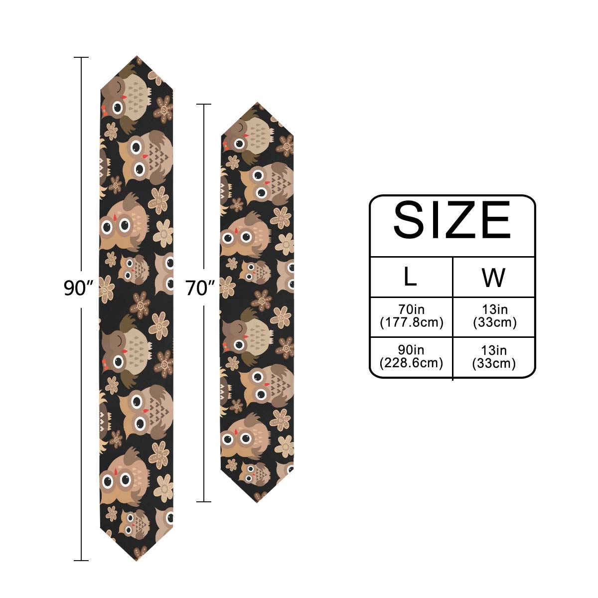 MOYYO Cute Cartoon Owl Table Runner - 13x90 Inch Polyester Tablecloth for Coffee & Dining Tables - Perfect for Weddings, Birthdays, Engagement Parties & Home Decor (Living Room, Banquet, Dinner Decorations)