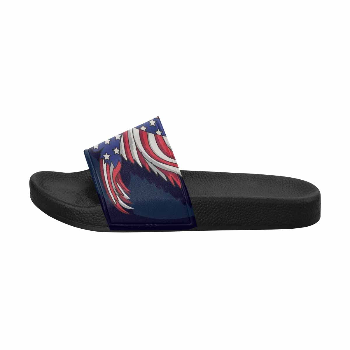 American Flag Print Women's Slide Sandals - Comfortable Striped & Circle Design Casual Summer Beach Slippers for Outdoor, Poolside & Vacation Wear