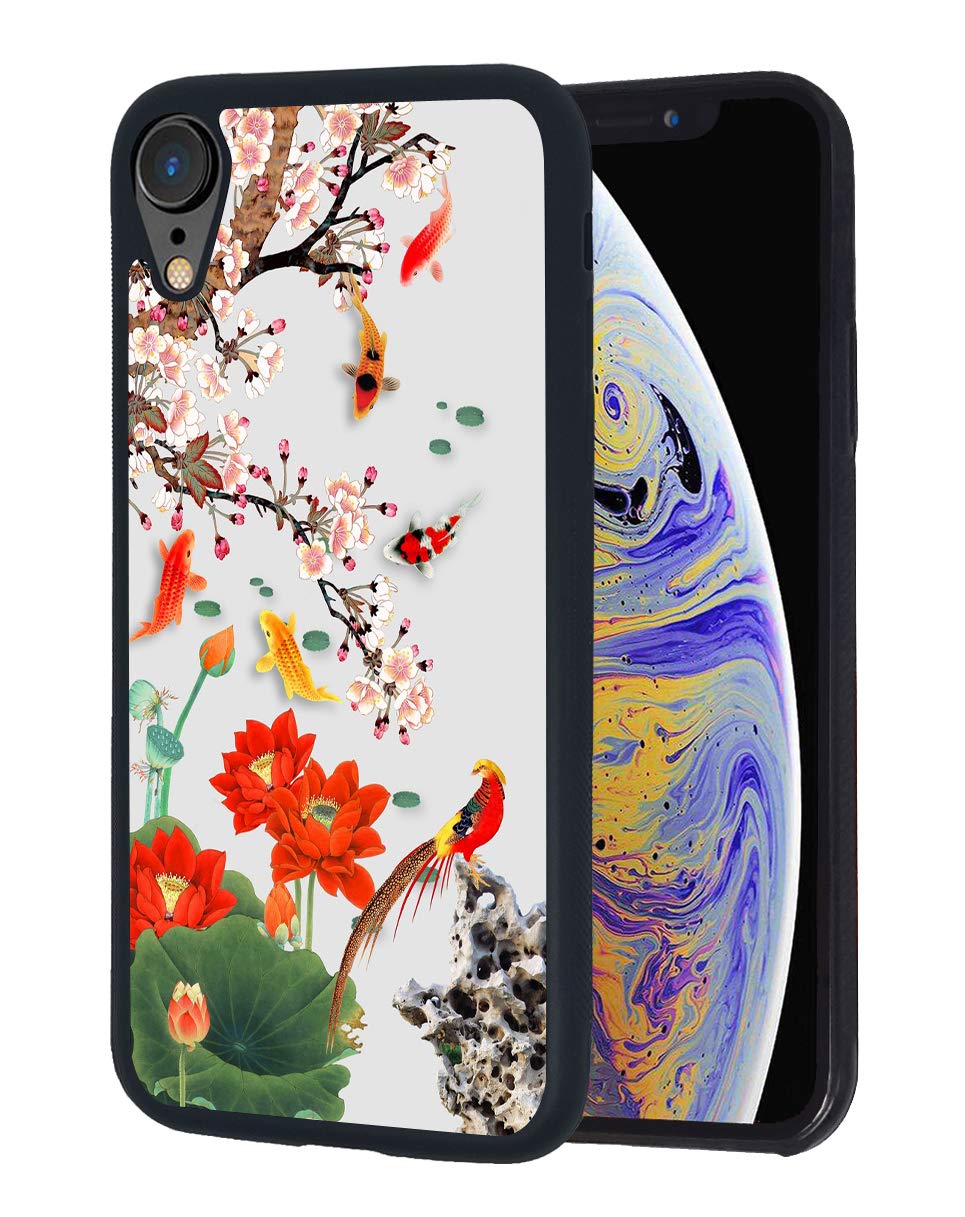Premium iPhone XR Case with Lotus Koi Design - Slim, Shock-Absorption & Durable Rubber Protective Cover for Apple iPhone XR (6.1 inch, 2018 Model) - Perfect for Daily Use, Travel & Outdoor Activities