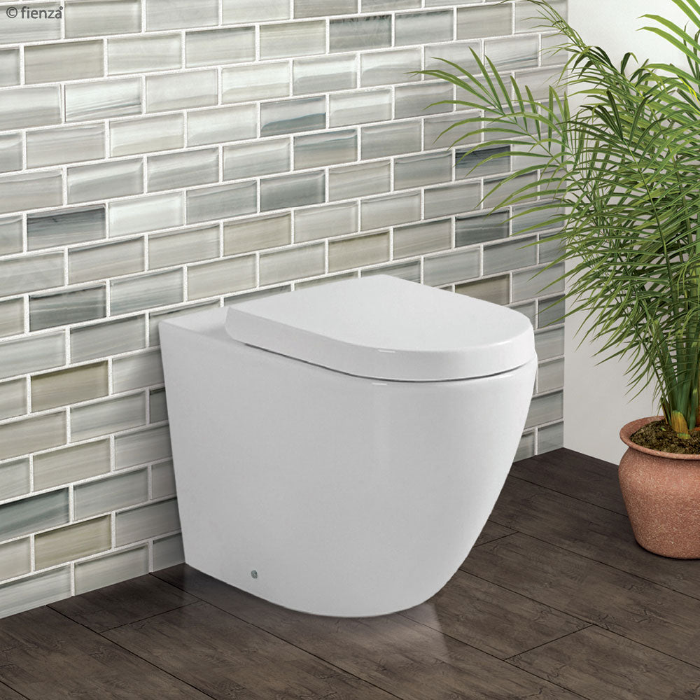 Fienza K002376 PS Koko Gloss White Wall-Mounted Toilet Suite - Modern Bathroom Fixture for Small Space & Contemporary Home Design
