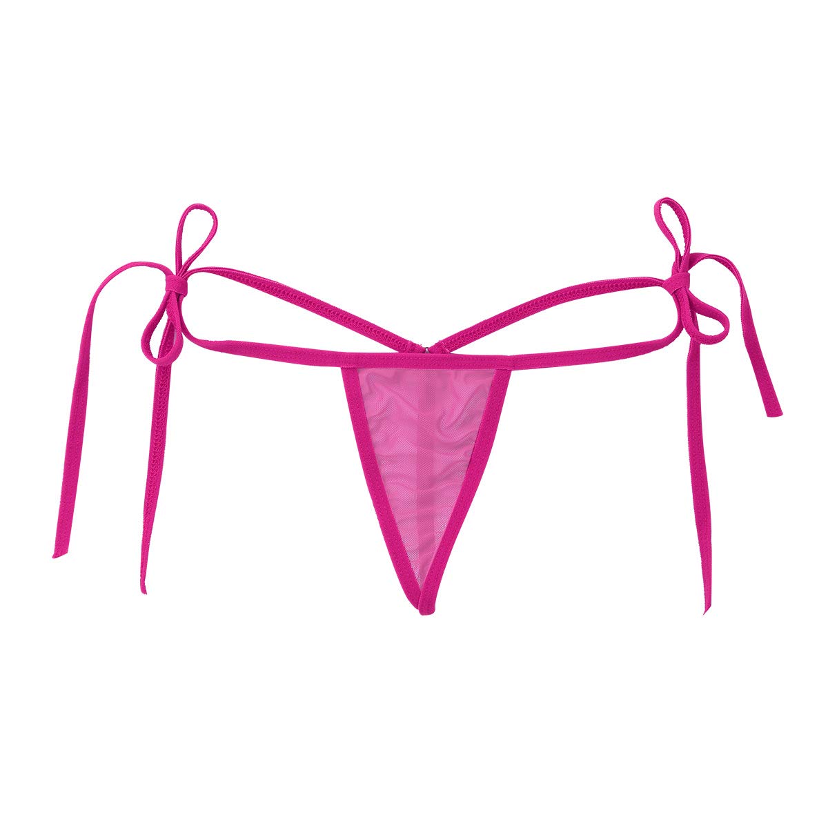 Sexy Sheer Mesh Low Rise Lingerie Tie-Side G-String Thong Panties for Women - T-Back Underwear for Sensual Wear & Special Occasions