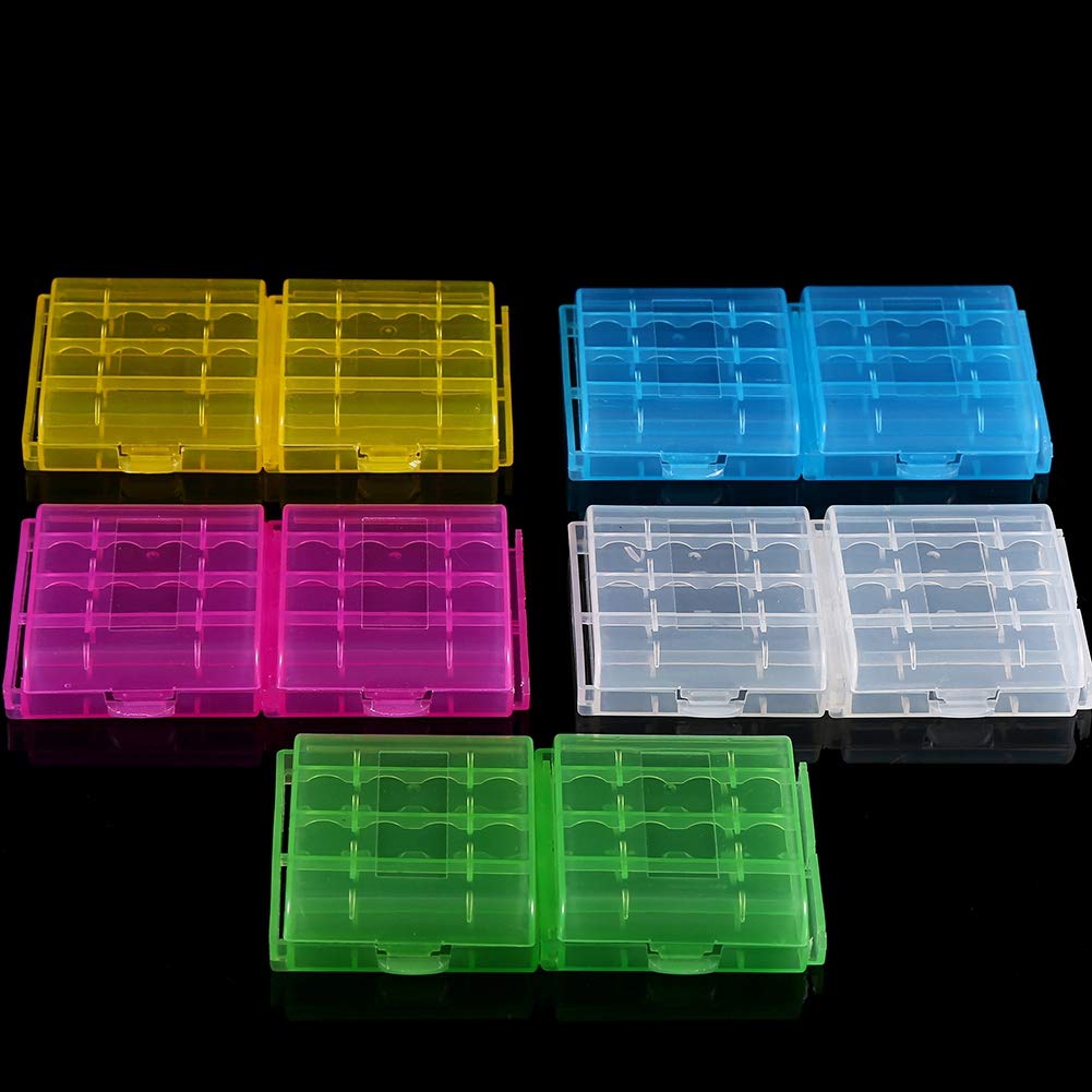 5 Colors AA AAA Battery Storage Box - Transparent Plastic Organizer Case for AA AAA Batteries - Perfect for Home, Office, and Travel Organization
