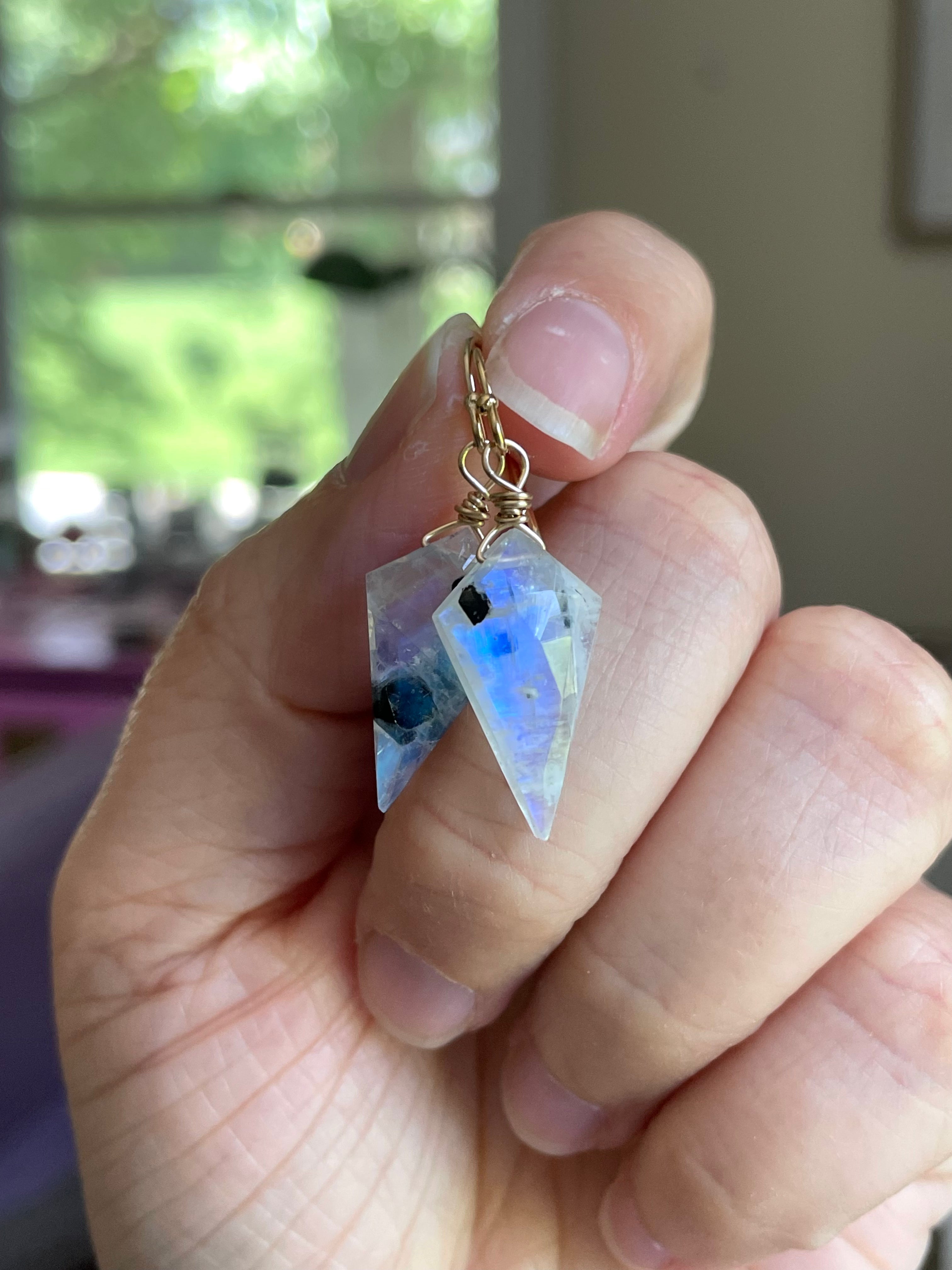 Faceted Rainbow Moonstone Drop Earrings in Gold Fill or Sterling Silver - Elegant Dangle Jewelry for Women, Perfect for Weddings, Parties & Special Occasions