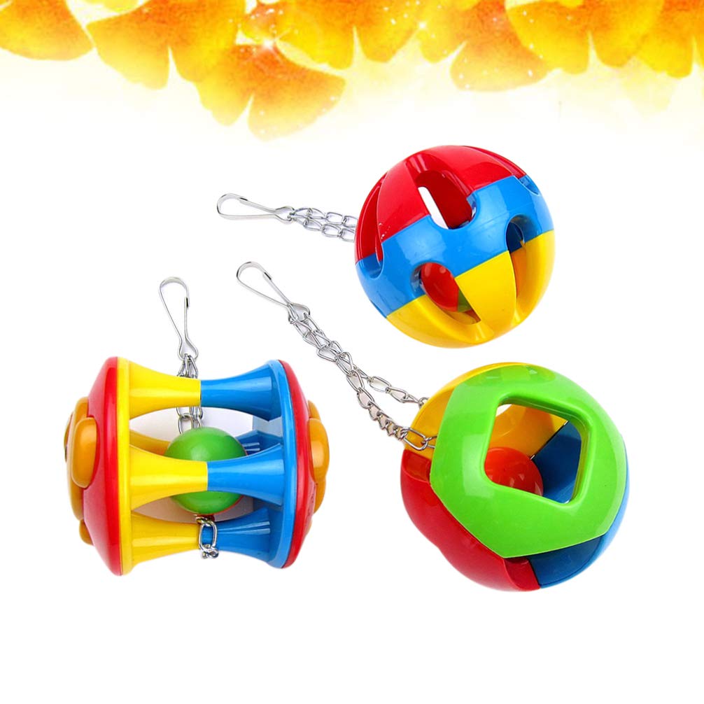 Balacoo Parrot Toys - 3pcs Interactive Chew Bite Toys for Cockatiels, Conures & Lovebirds | Hollow-Out Feet Rattle, Educational & Fun Playing | Perfect for Training, Boredom Relief & Bonding Time