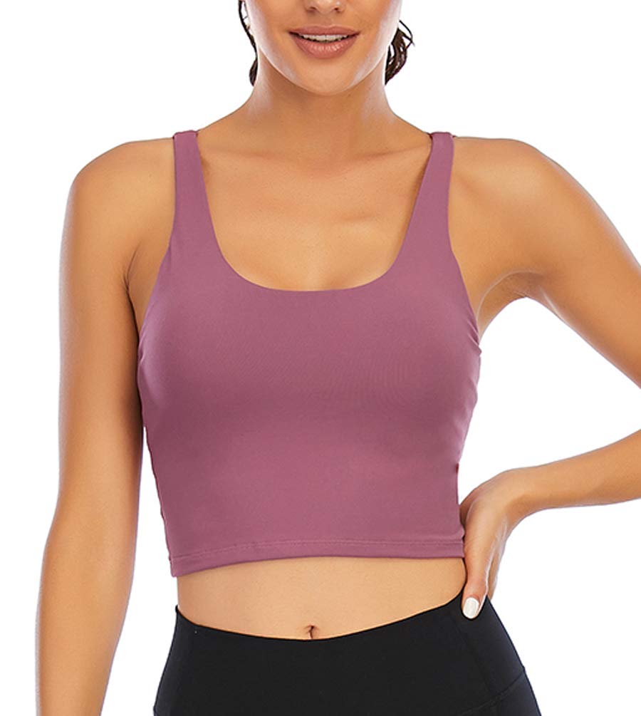Women's Longline Padded Sports Bra - Medium Support Yoga Crop Top for Running, Workout & Fitness | Breathable Workout Tank for Gym, Yoga & Active Lifestyle