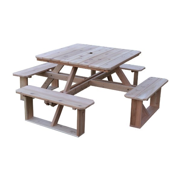 Premium Western Red Cedar Square Walk-In Table - Durable Outdoor Dining & Patio Furniture for Garden, Deck, and Backyard Entertaining