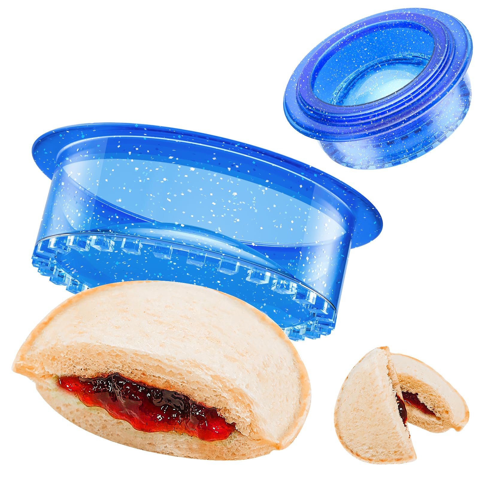 HiYZ Glitter Sandwich Cutter and Sealer Set - 5 PCS Crustless Sandwich Maker for Kids - Peanut Butter & Jelly Cookie Cutter with Sparkling Design - Perfect for School Lunches, Parties and Fun Snack Time