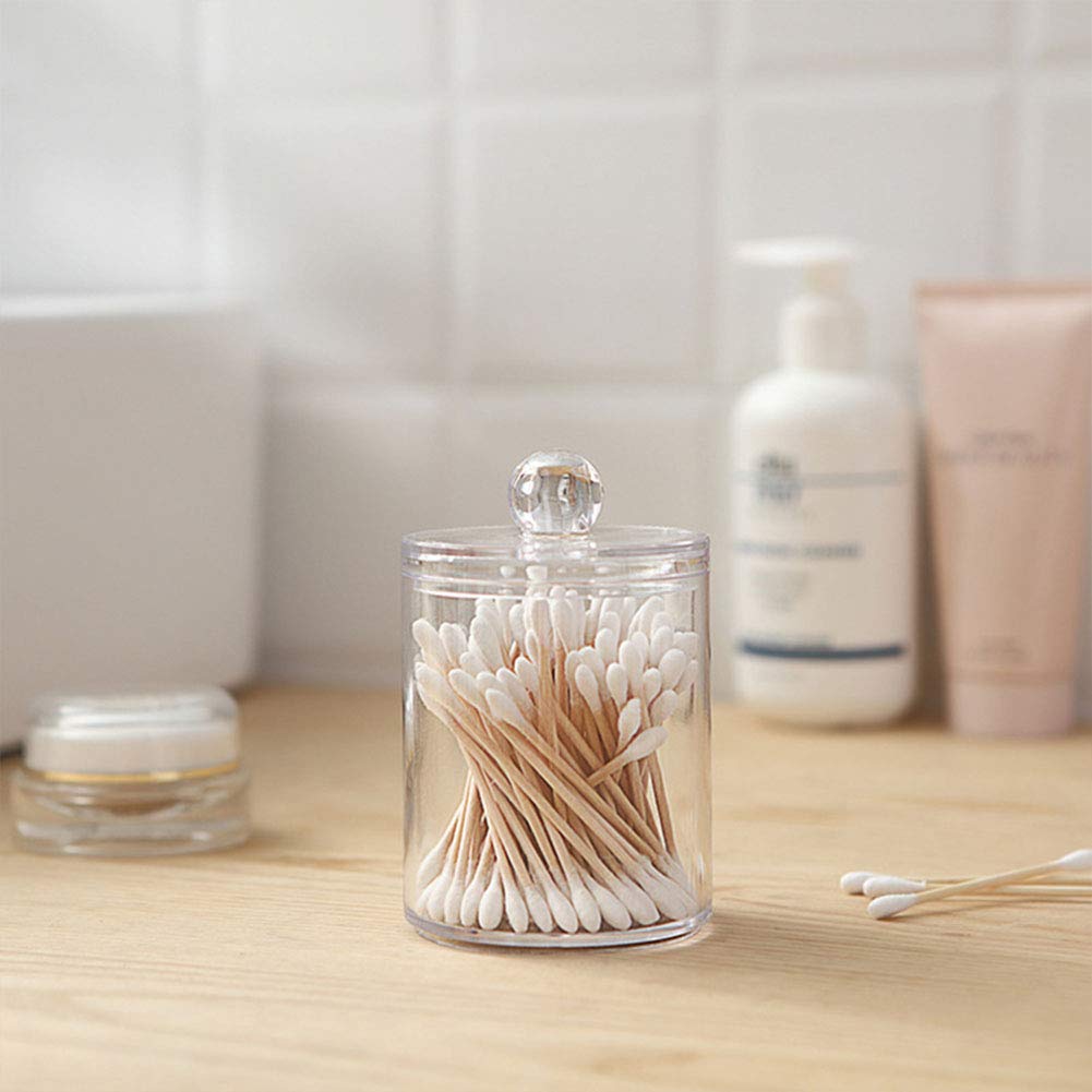 Clear Acrylic Makeup Organizer Set - 3-Piece Cotton Ball & Swab Holder for Bathroom Storage