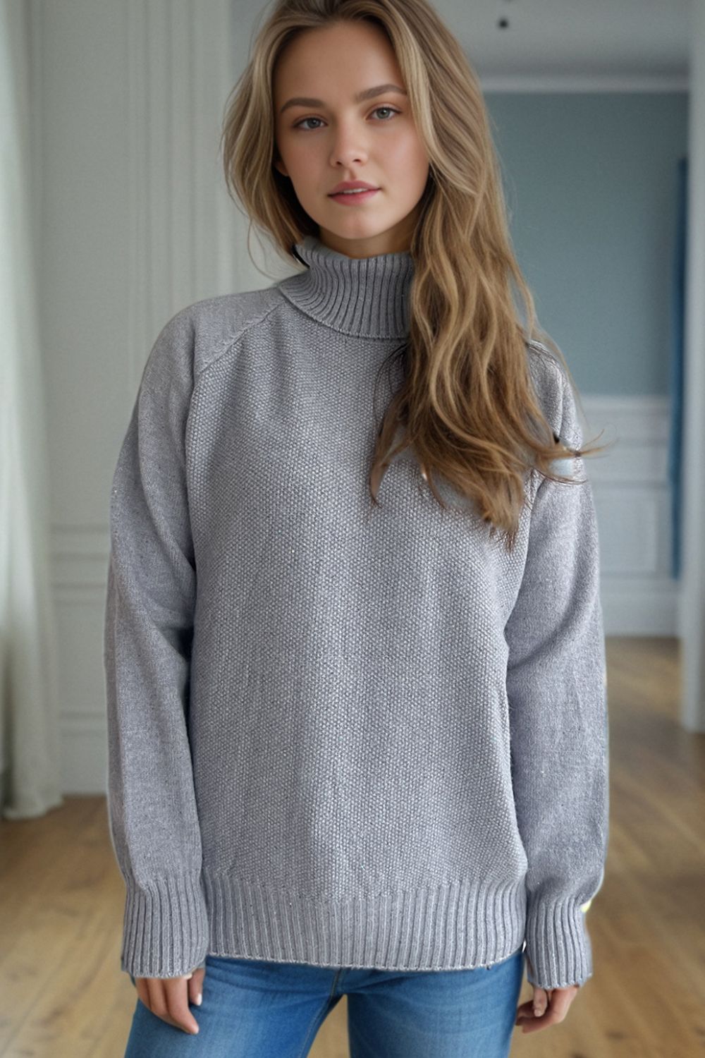 Women's Ribbed Turtleneck Raglan Sleeve Sweater - Soft Knit Pullover for Fall & Winter | Perfect for Office, Date Night & Casual Outfits