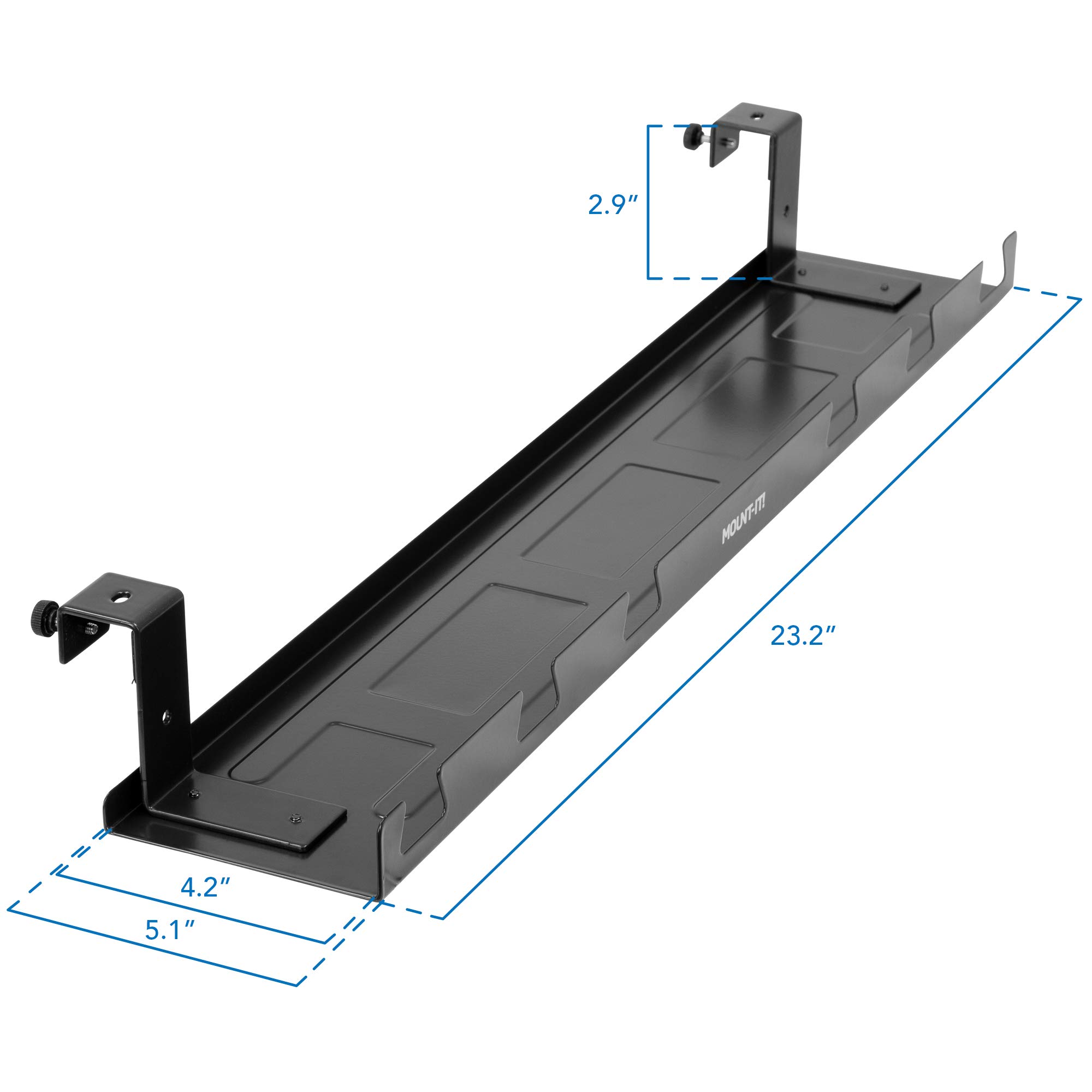 MOUNT-IT! 23-Inch Under Desk Cable Tray - Black Wire Management Basket Organizer for Computer, Laptop, Standing Desk & Workstation - Perfect for Home Office, Gaming Setup & Workspace Organization