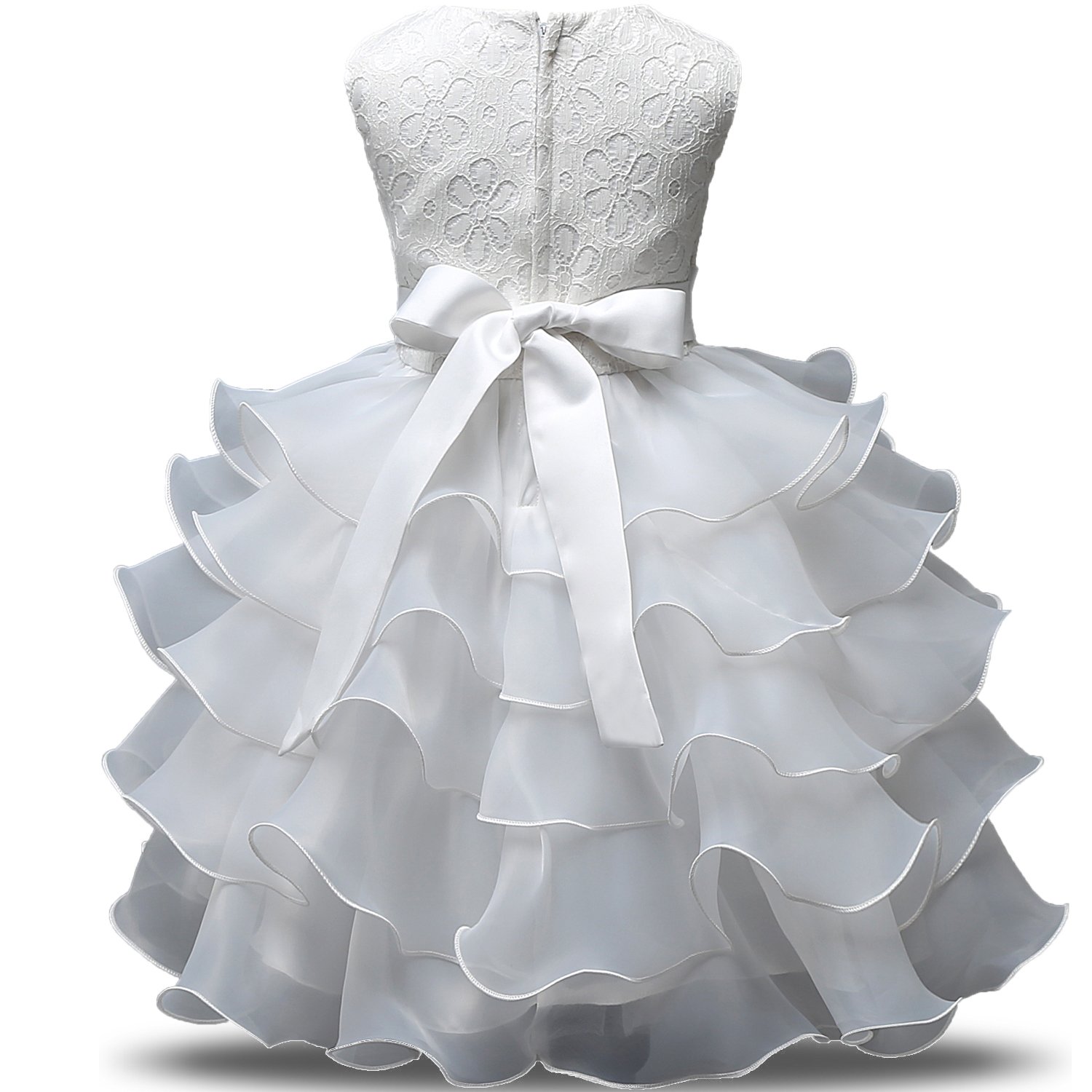 NNJXD Girls' Ruffled Lace Party Dress - Elegant Flower Girl & Wedding Dresses for Kids - Perfect for Birthday Parties, Pageants, and Special Occasions