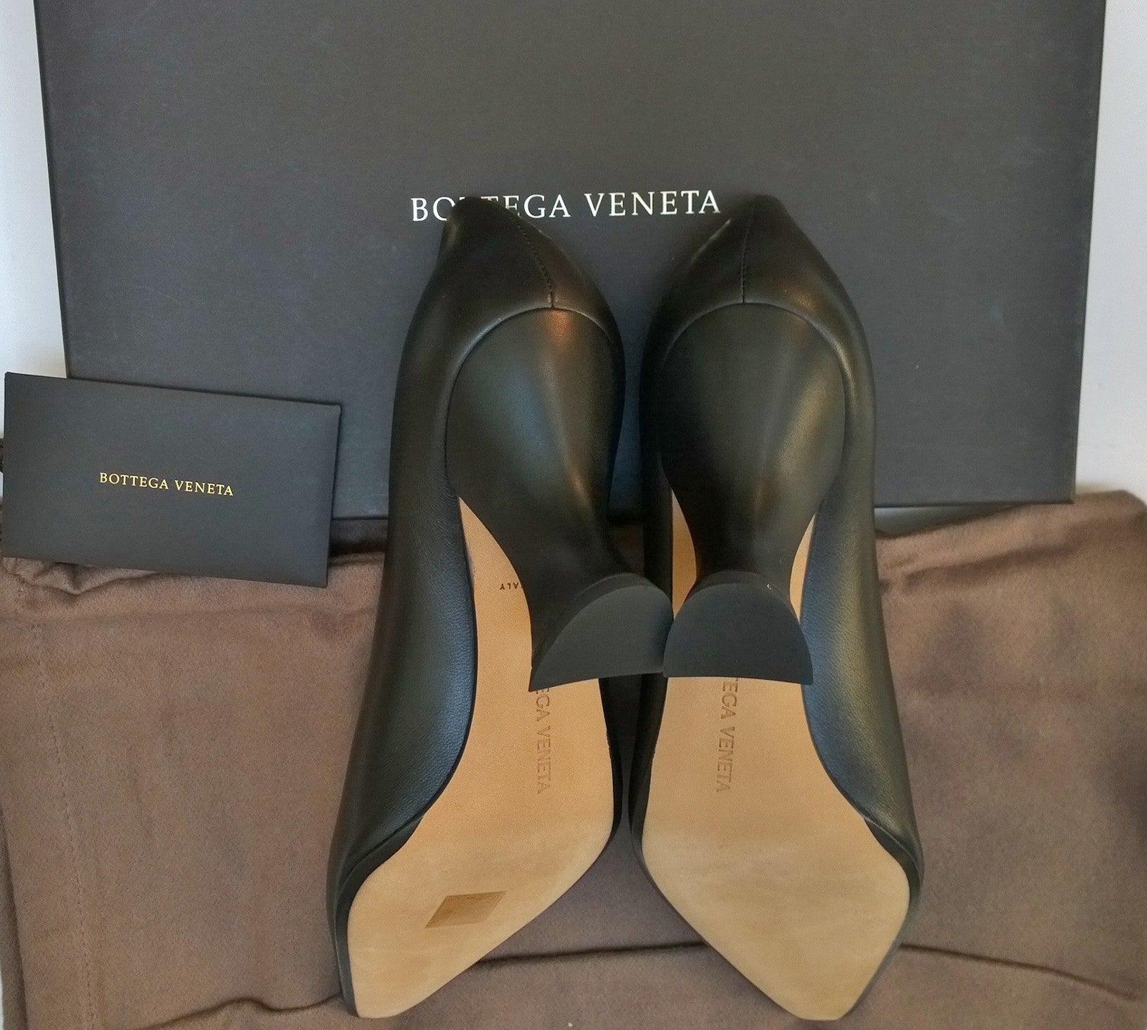 Bottega Veneta Black Leather Almond Heels - Luxury Women's Pumps for Office, Party & Wedding | Comfortable High Heel Shoes for Formal Occasions
