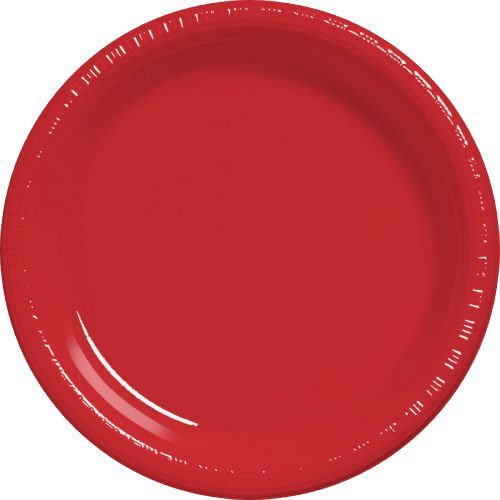 10 1/4 Inch Plastic Plates - Pack of 20 Disposable Dinner Plates for Parties, Picnics, BBQs & Family Gatherings