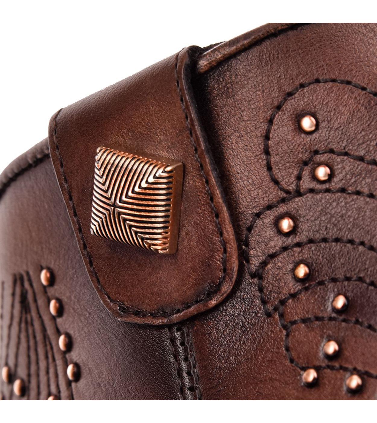 **Women's Cuadra Chestnut Brown Fashion Cowboy Leather Ankle Boots – Stylish Western Booties for Casual Wear, Country Outfits & Cowgirl Fashion**