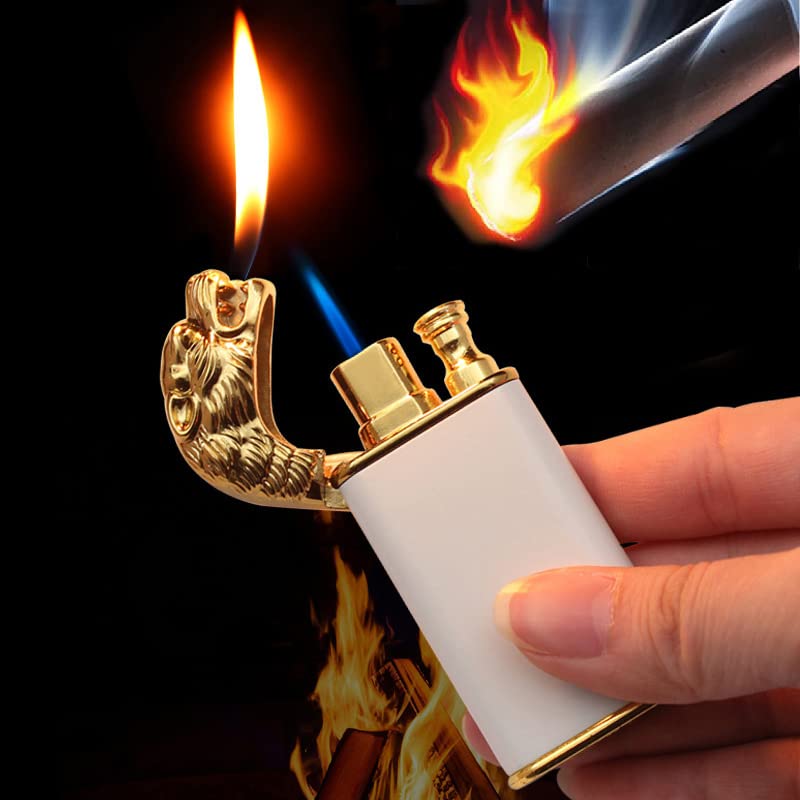 Tiger Luminous Windproof Lighter - Dual Flame Butane Torch for Men, Outdoor & Gifting