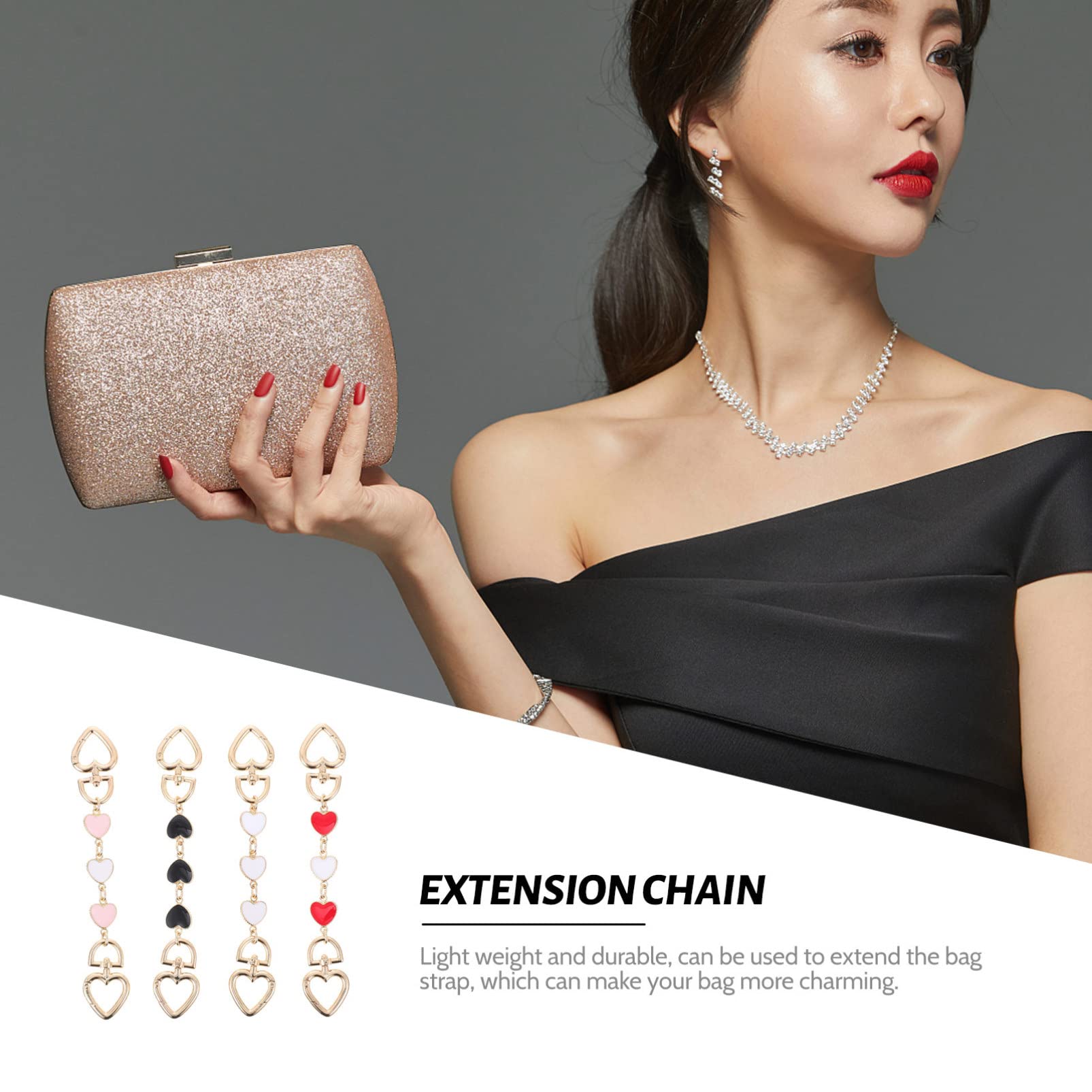 4PCS Gold Purse Extension Chain Strap - Adjustable Bag Handle Extender for Crossbody Bags, DIY Tote Handles, and Acrylic Purses - Durable Alloy Iron Chains for Stylish Accessories (Perfect for Evening Out, Shopping & Travel)