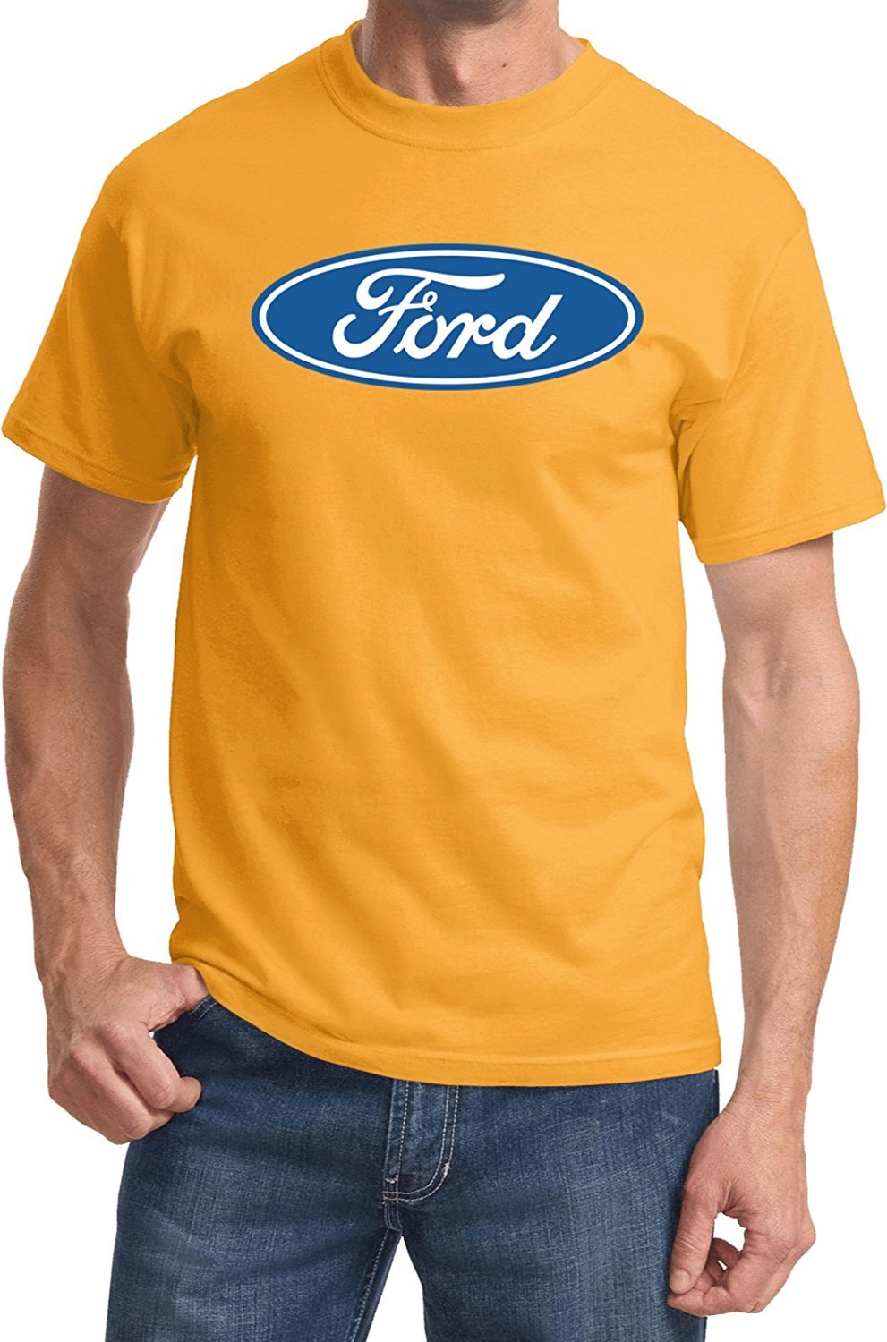 Ford Oval Logo Emblem T-Shirt for Men - Classic Gold Ford Branded Tee, XL Size - Casual Wear, Car Enthusiast Gift, Ford Lover Apparel