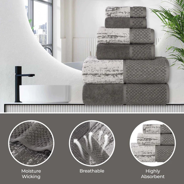 Premium Cotton Plush Soft Absorbent 2-Tone 3-Piece Bath Towel Set for Spa, Gym & Luxury Home Use
