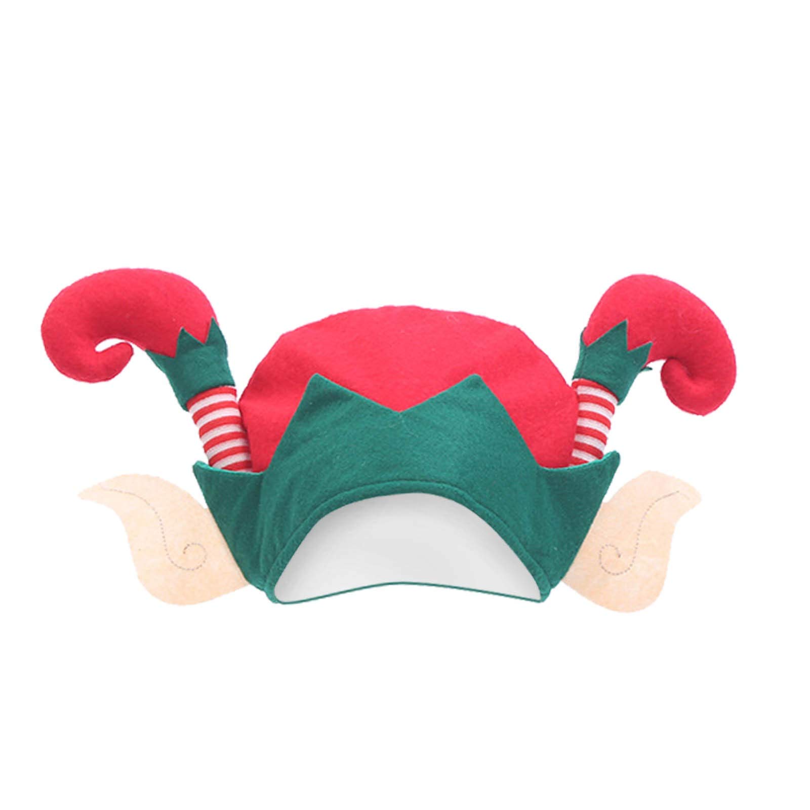 Festive Christmas Hair Headband with Reindeer Ears - Striped Baseball Cap for Women & Girls - Adjustable Snapback Hat for Holiday Parties & Gifts
