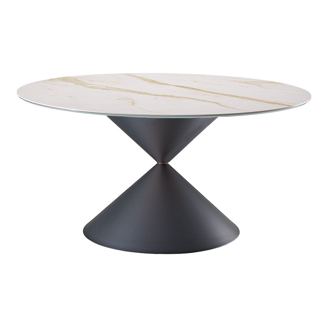 Modern Clessidra M Dining Table - Round Glass Top with Chrome Base for Kitchen, Dining Room & Small Spaces - Perfect for Family Meals & Entertaining Guests