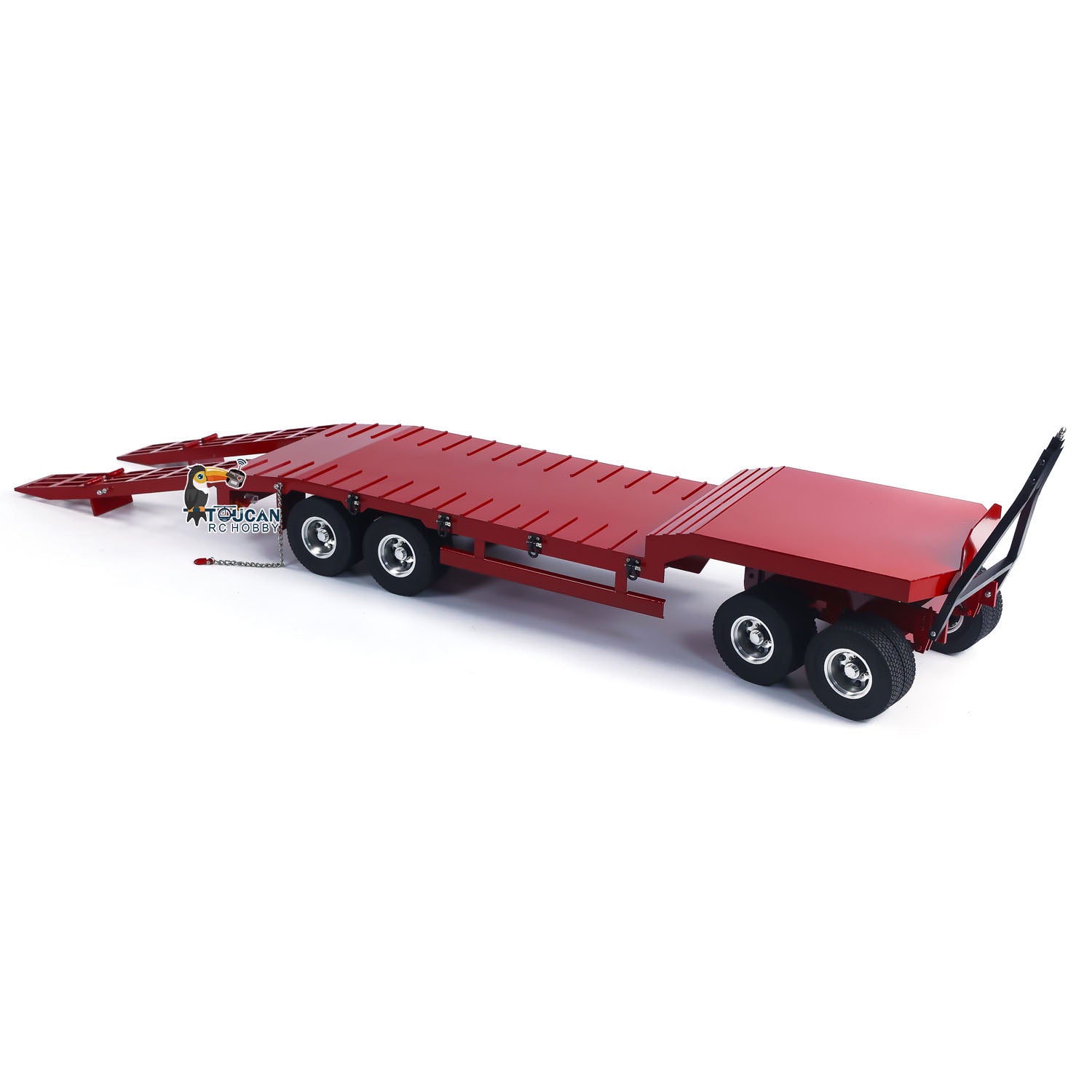 1/14 Scale RC Tractor Truck Metal 4-Axle Full Trailer with Electric Tailgate - Remote Control Car Simulation for Hobbyists & DIY Enthusiasts | Perfect for Off-Road Adventures & Model Truck Competitions