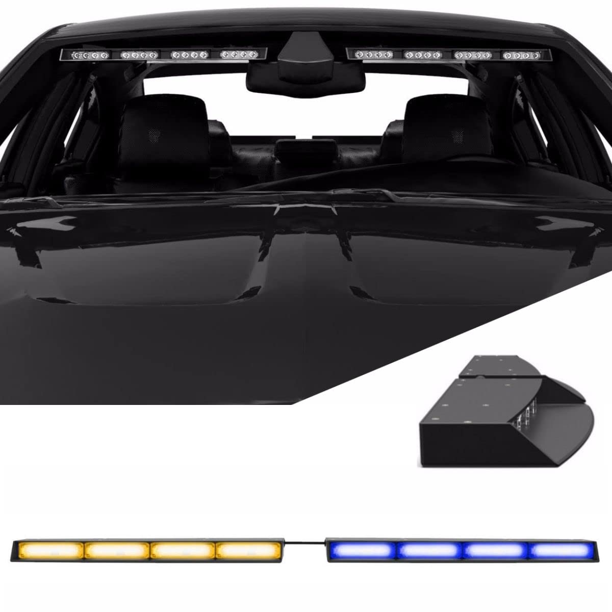 SpeedTech Raptor-X TIR LED Strobe Light Bar - Blue/Amber Emergency Vehicle Lights with Cigarette Lighter Plug for Police, Trucks & SUVs | Interior Windshield Mount | Perfect for Road Safety & Emergency Signaling