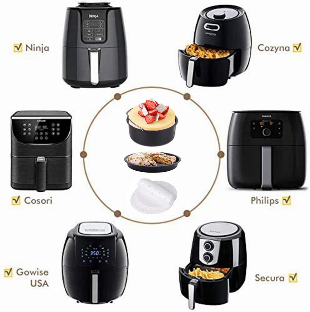 **Best Air Fryer Accessories Kit for Ninja, GoWise, Cosori, Philips, Cozyna, Gourmia, Zeny – Compatible with 5.5/5.8/6.5 QT Models – Includes 7-Inch Cake Barrel, Pizza Pan & More – Perfect for Baking, Roasting & Healthy Cooking**