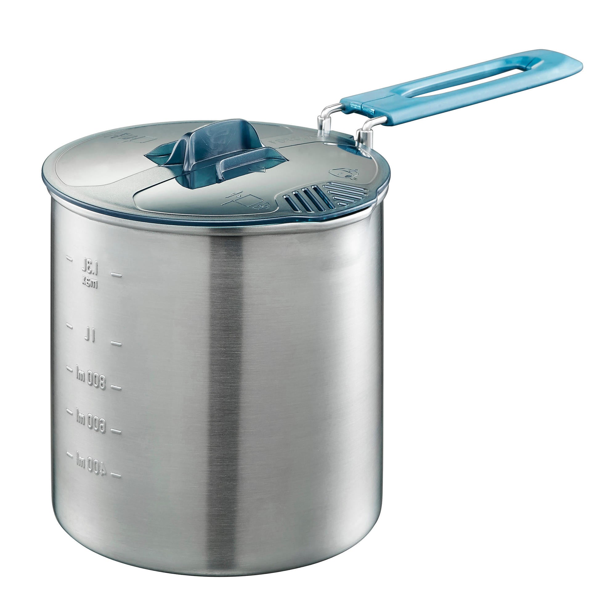 Forclaz Trek 500 1.6L Stainless Steel Camping Cookware Set - Lightweight Backpacking Cookset for 2 Person Hiking, Backpacking & Outdoor Adventures