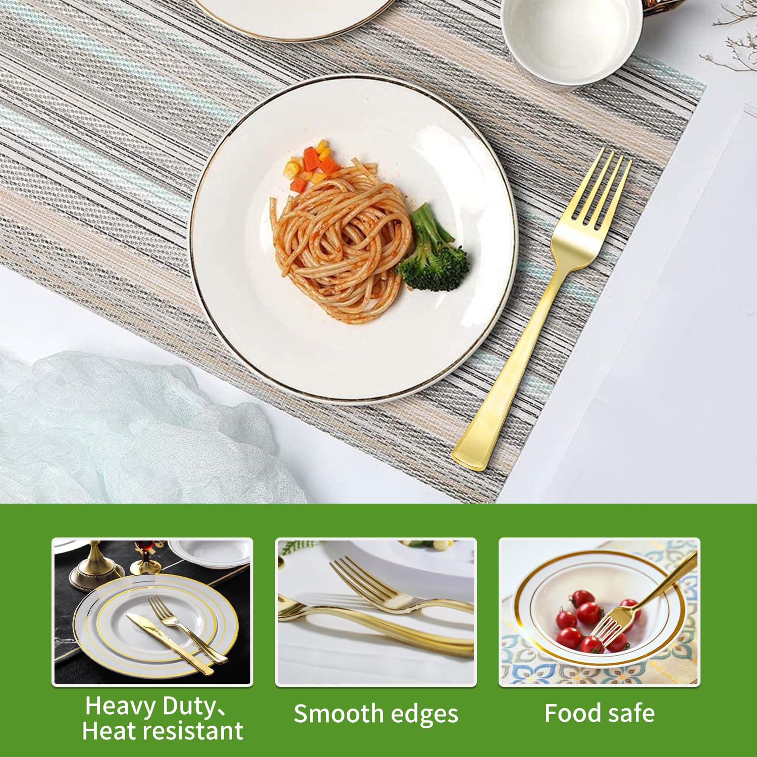 150 Pack Gold Plastic Forks - Heavy Duty Disposable Cutlery, BPA-Free Elegant Gold Forks for Weddings, Parties, Catering & Formal Events - Perfect for Home, Restaurant & Outdoor Dining Use