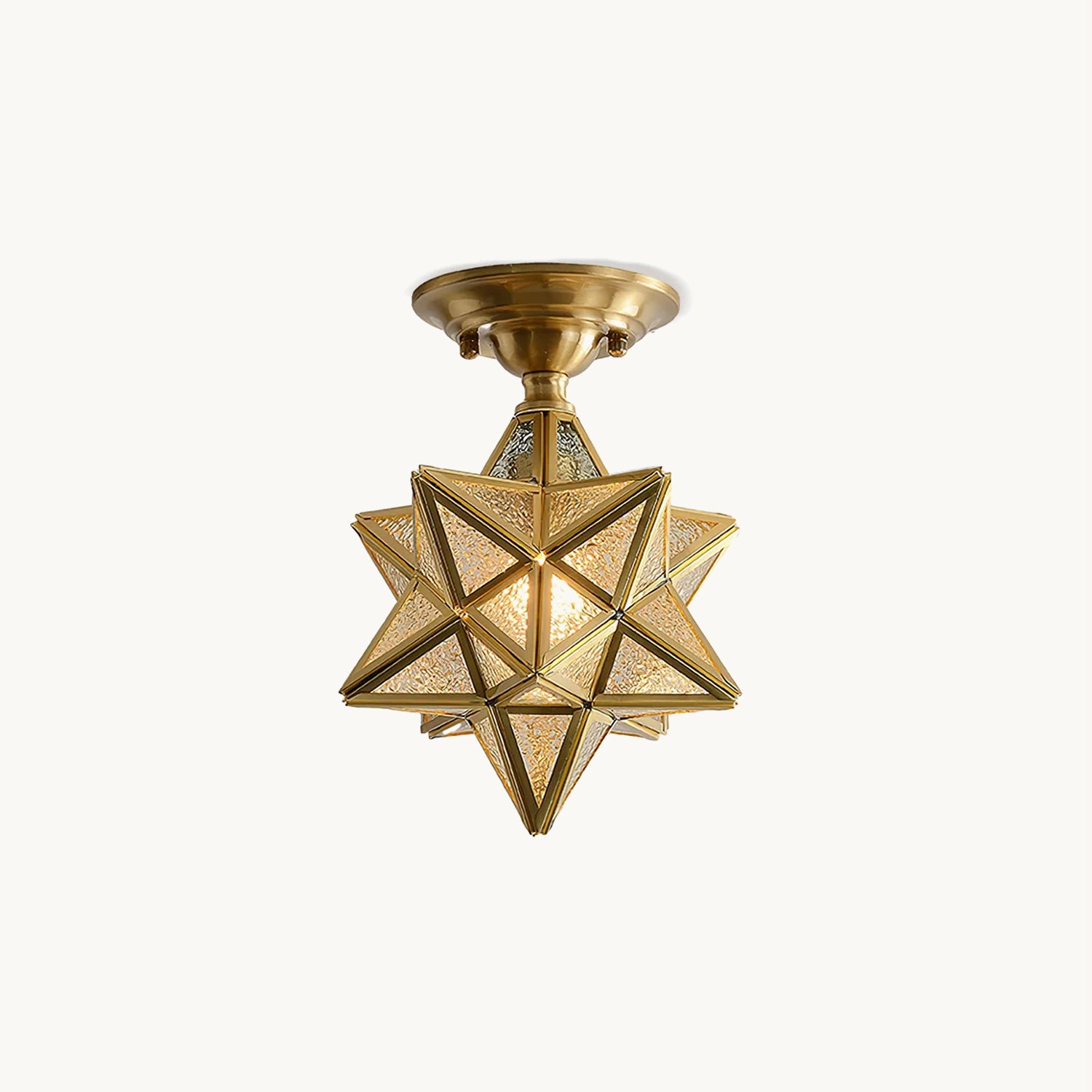 Brass Pentagram Ceiling Light Fixture - Vintage Gothic Decor for Bedroom, Living Room & Witchy Home Aesthetic