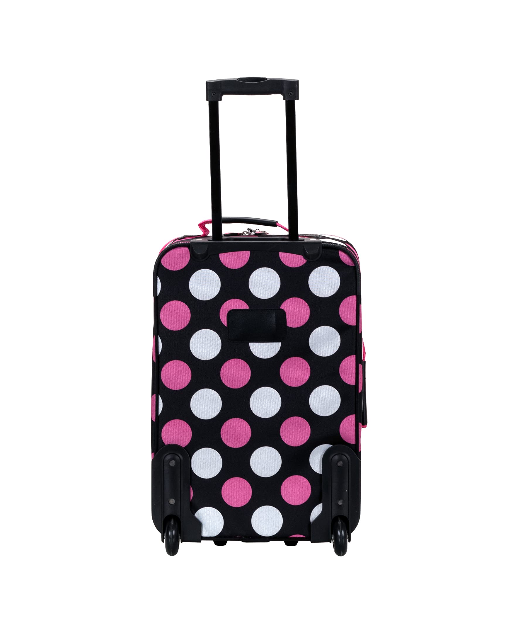 Rockland Escape 4-Piece Softside Upright Luggage Set with Telescoping Handles - Multi/Pink Dot (14/19/24/28 Inch) - Perfect for Family Vacations, Business Trips & International Travel