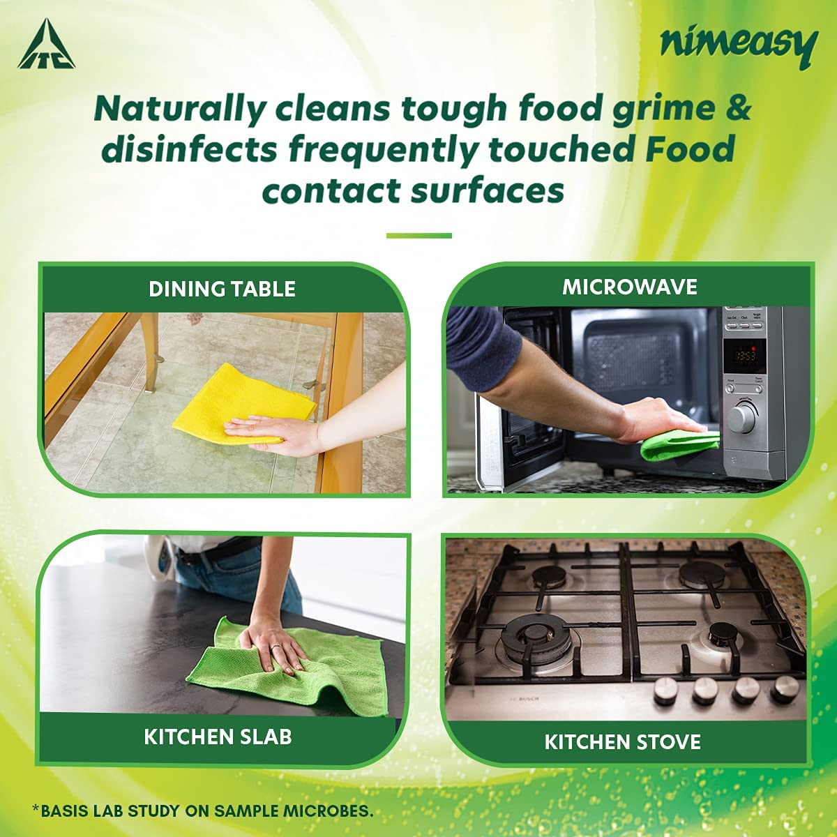 Nimeasy Natural Disinfectant & Power Cleaner Spray - 450ml Kitchen & Utensil Cleaner with 99.9% Germ Protection | Safe for Food Surfaces, Countertops, Cutting Boards | Eco-Friendly Cleaning Solution for Home & Restaurant Use