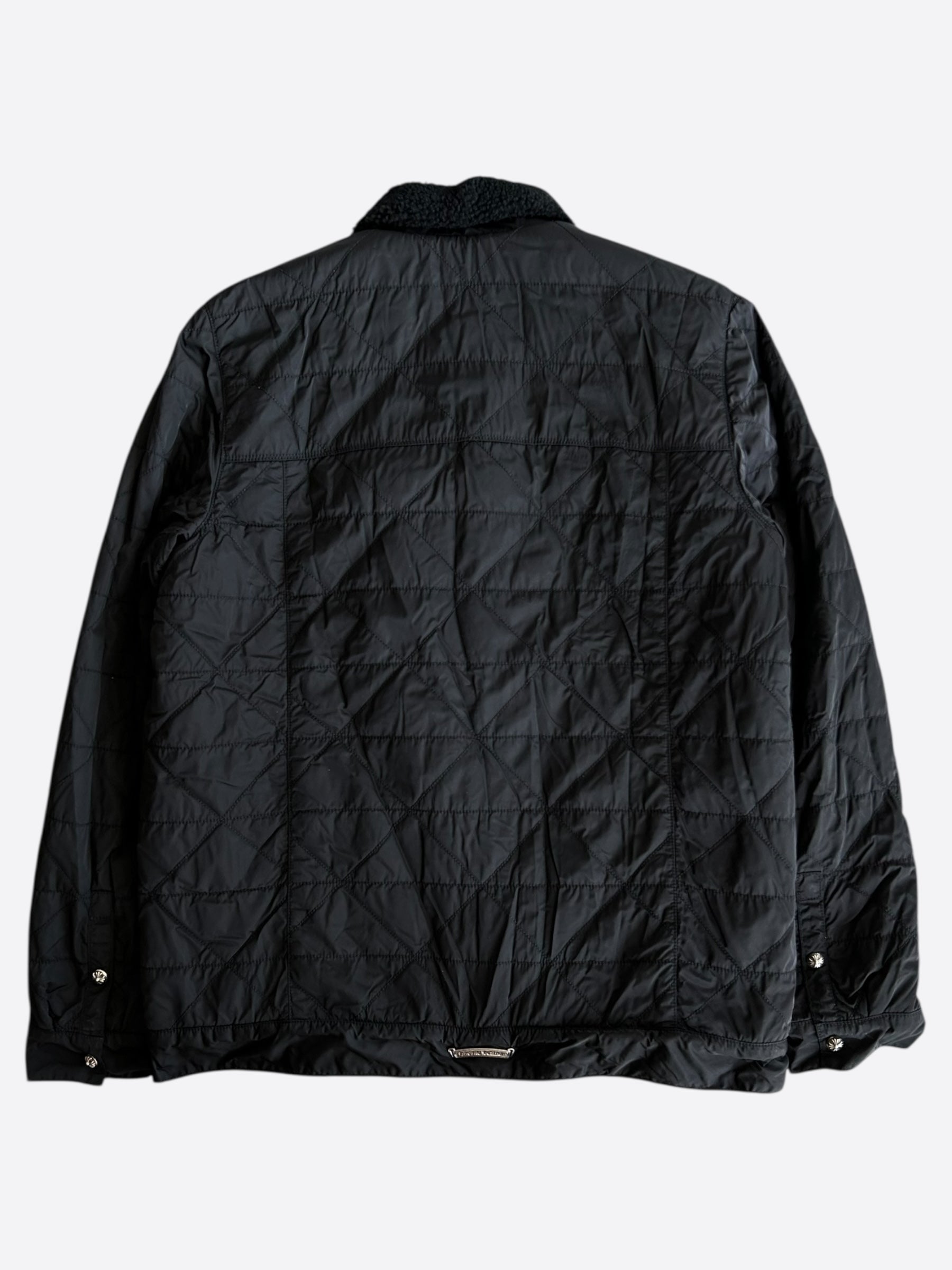 Chrome Hearts Black Quilted Sherpa Jacket for Men & Women - Winter Warm Fleece Lined Coat - Stylish Biker Outerwear for Cold Weather & Outdoor Activities