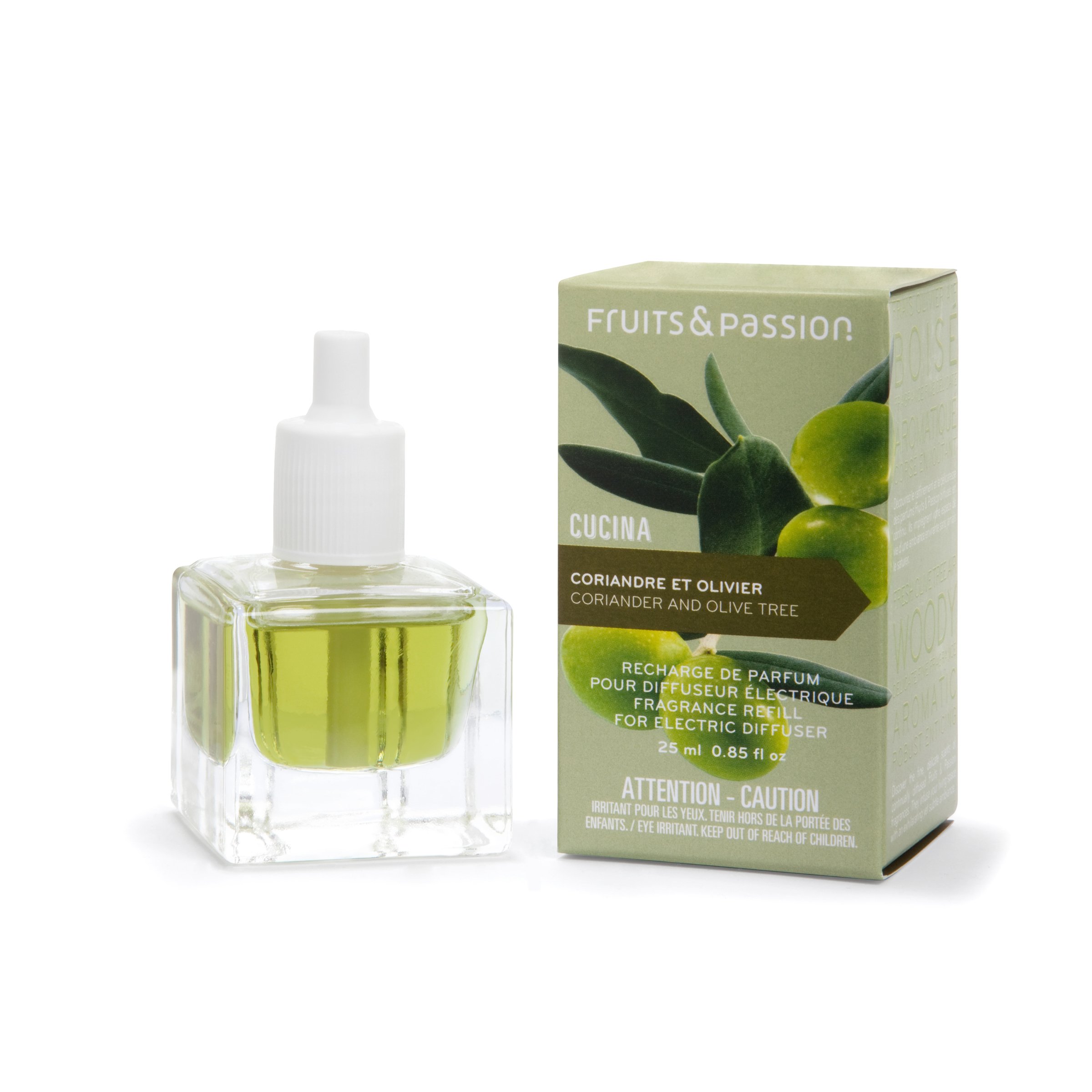 Cucina Perfume Refill for Electric Fragrance Diffuser 0.85 Fl Oz - Coriander & Olive Scent | Aromatherapy Oil for Home, Office, Spa Relaxation
