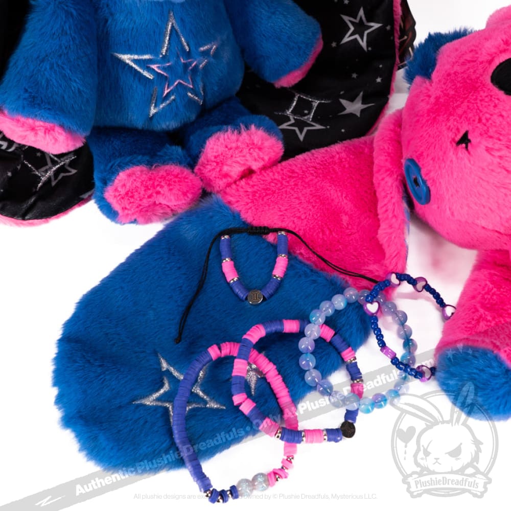 Plushie Dreadfuls Gemini Rabbit - Soft Stacking Friendship Bracelet for Zodiac Lovers, Best Friend Gifts & Everyday Wear
