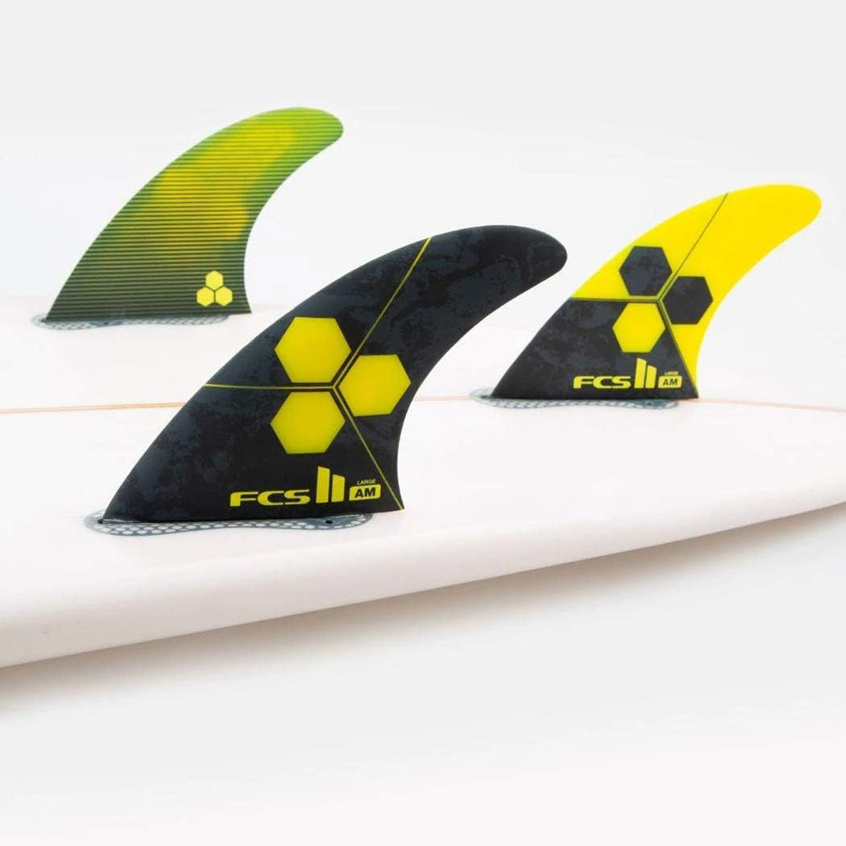 FCS II THRUSTER AM PC Yellow Tri Fins Large - High Performance Surfboard Fins for Enhanced Speed & Control in All Wave Conditions