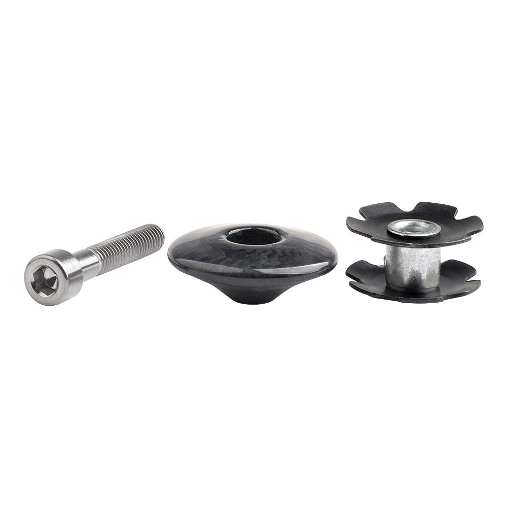 Premium Carbon Fiber Bike Headset Top Cap with M6x35mm Titanium Bolt & Star Nut - Compatible with 1-1/8