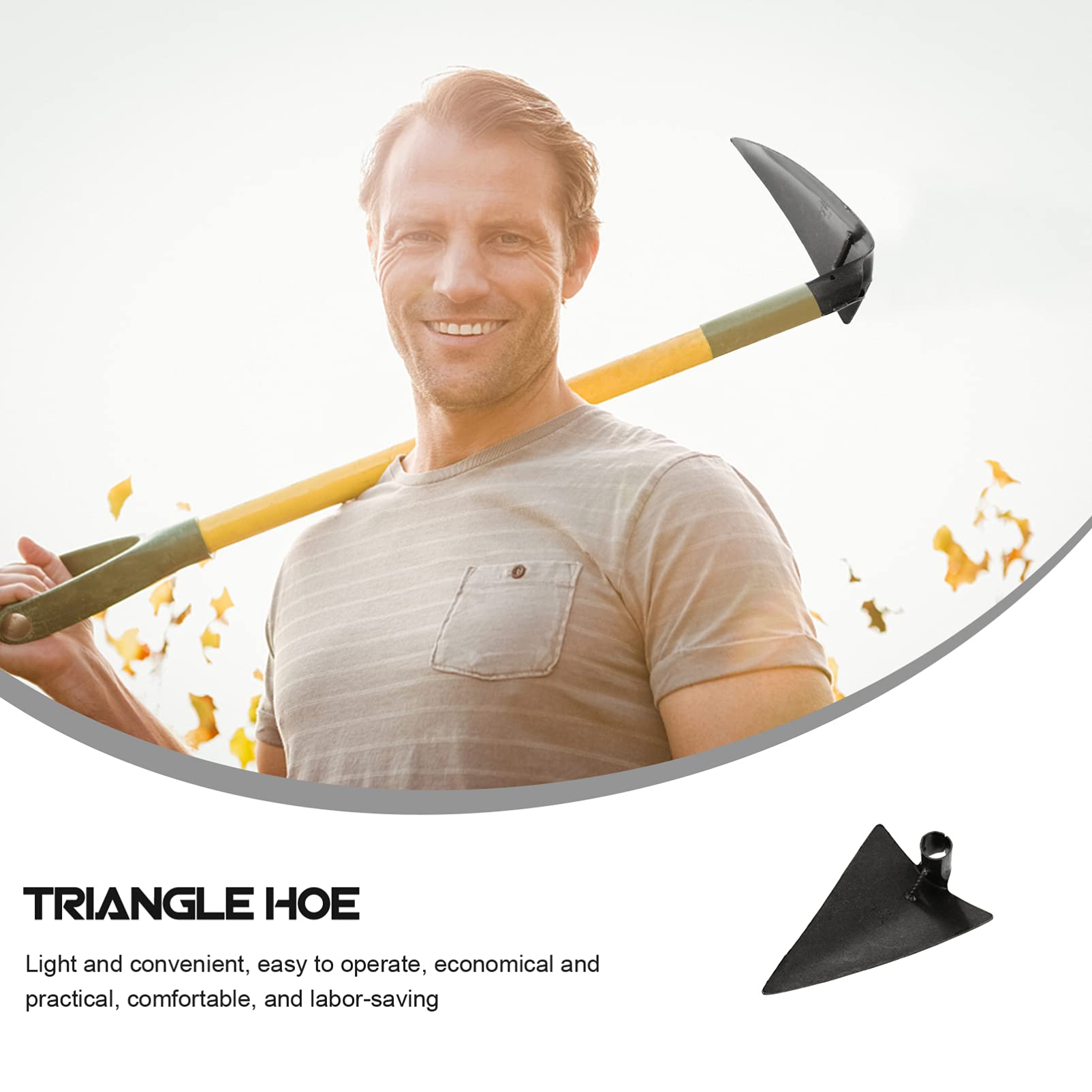 DOITOOL Triangle Hoe Head - Heavy Duty Steel Gardening Hoe for Digging and Weeding - 27x20cm Round Eye Replacement Hoe Head (Black) - Perfect for Vegetable Gardens, Flower Beds, and Farmland Maintenance