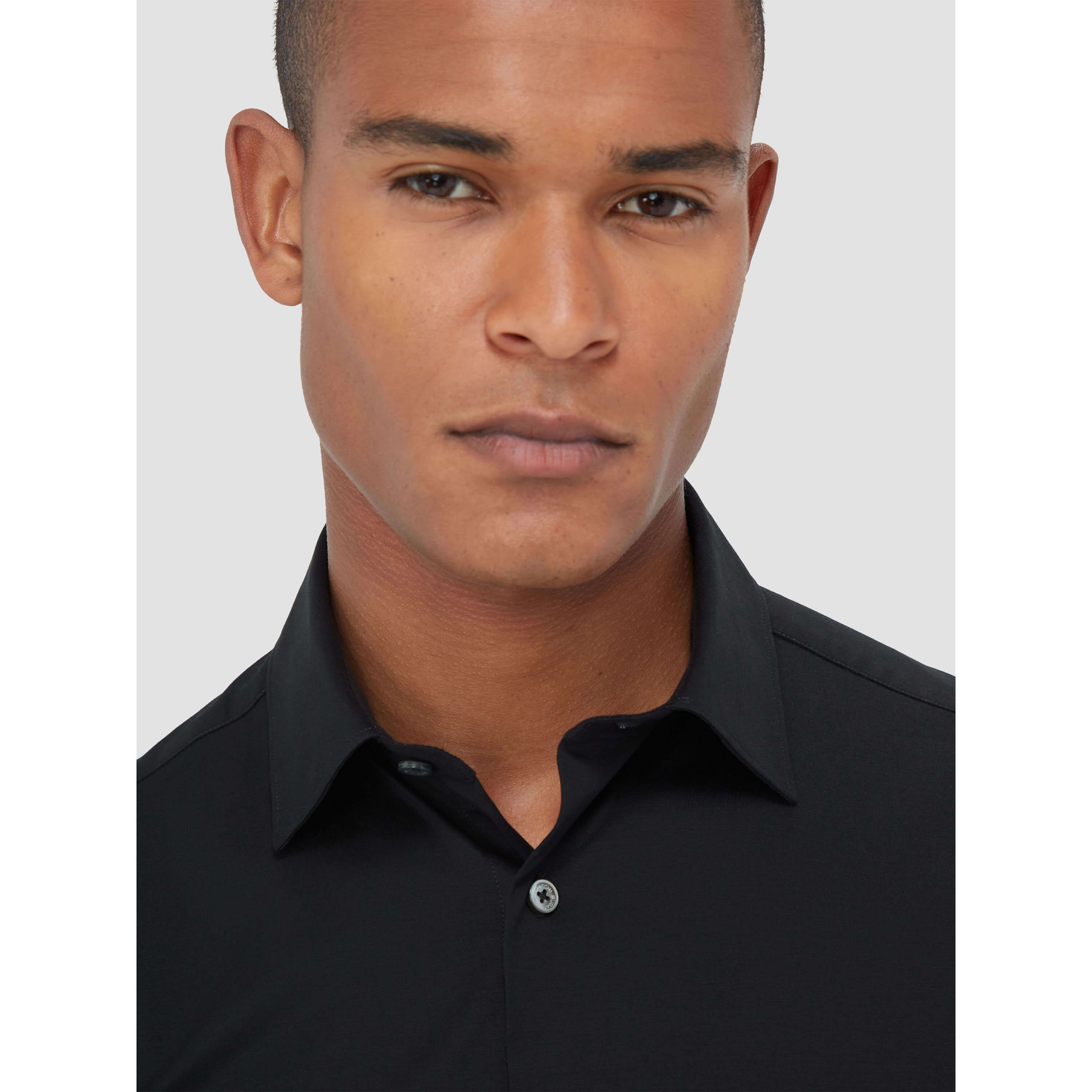 Bugatchi Ooohcotton Miles Short Sleeve Sport Shirt for Men - Breathable Black Performance Shirt for Golf, Tennis & Casual Wear