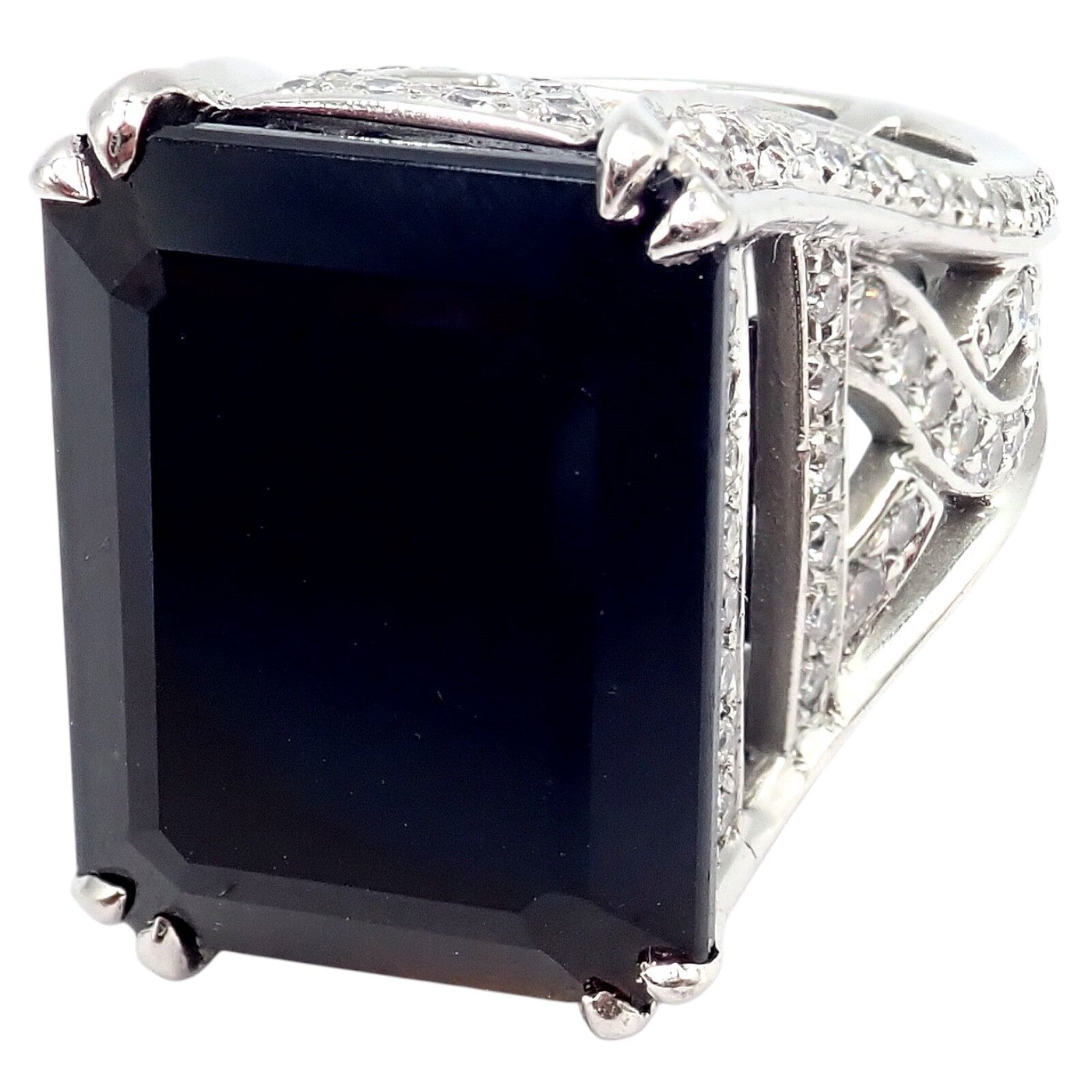 Platinum 3ctw Diamond & Black Spinel Cocktail Ring - Size 5.5, Vintage 1998 Kieselstein Cord - Perfect for Evening Gala & Special Occasions
