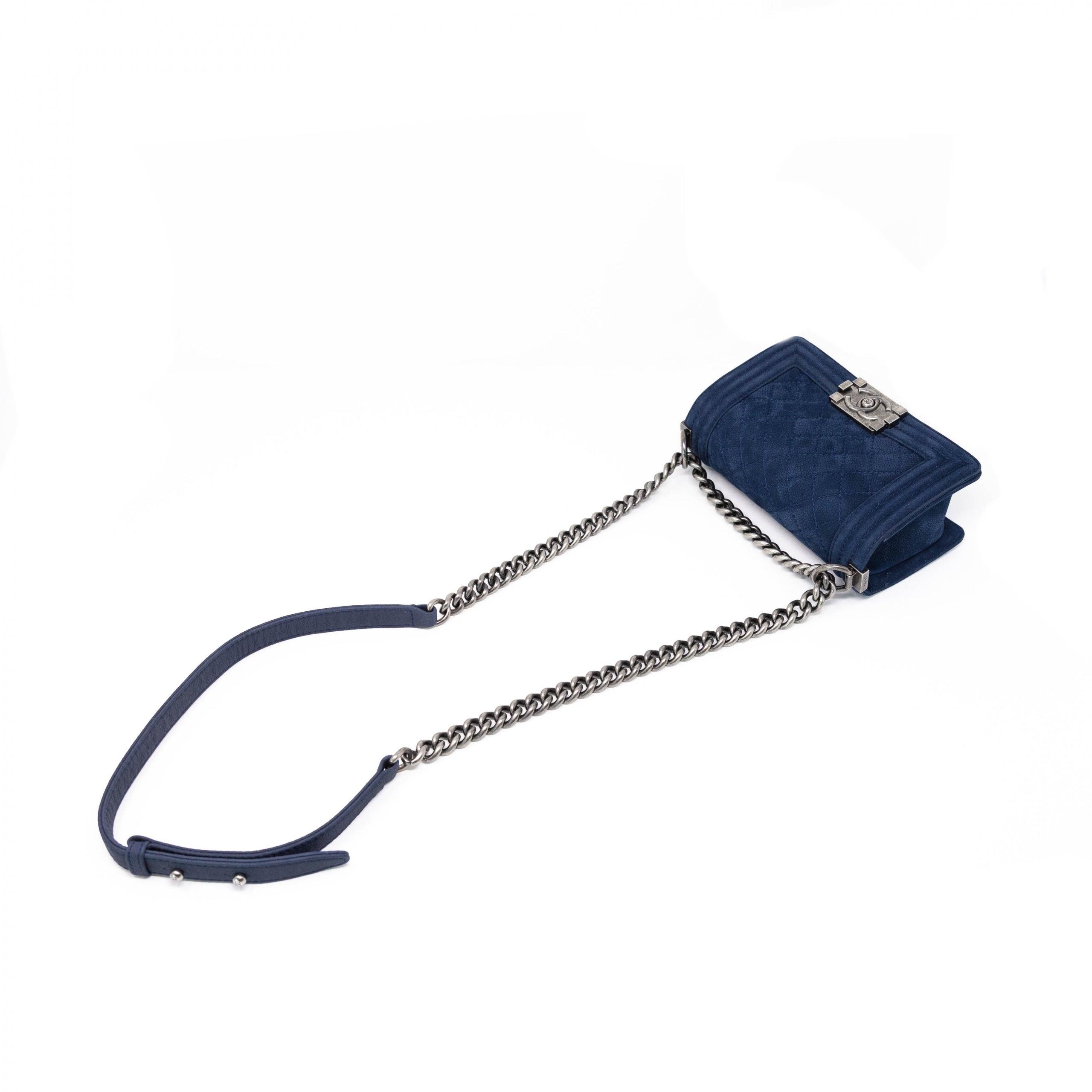 Chanel Blue Suede Small Boy Bag - Luxury Crossbody Handbag for Women | Perfect for Date Night, Parties & Special Occasions
